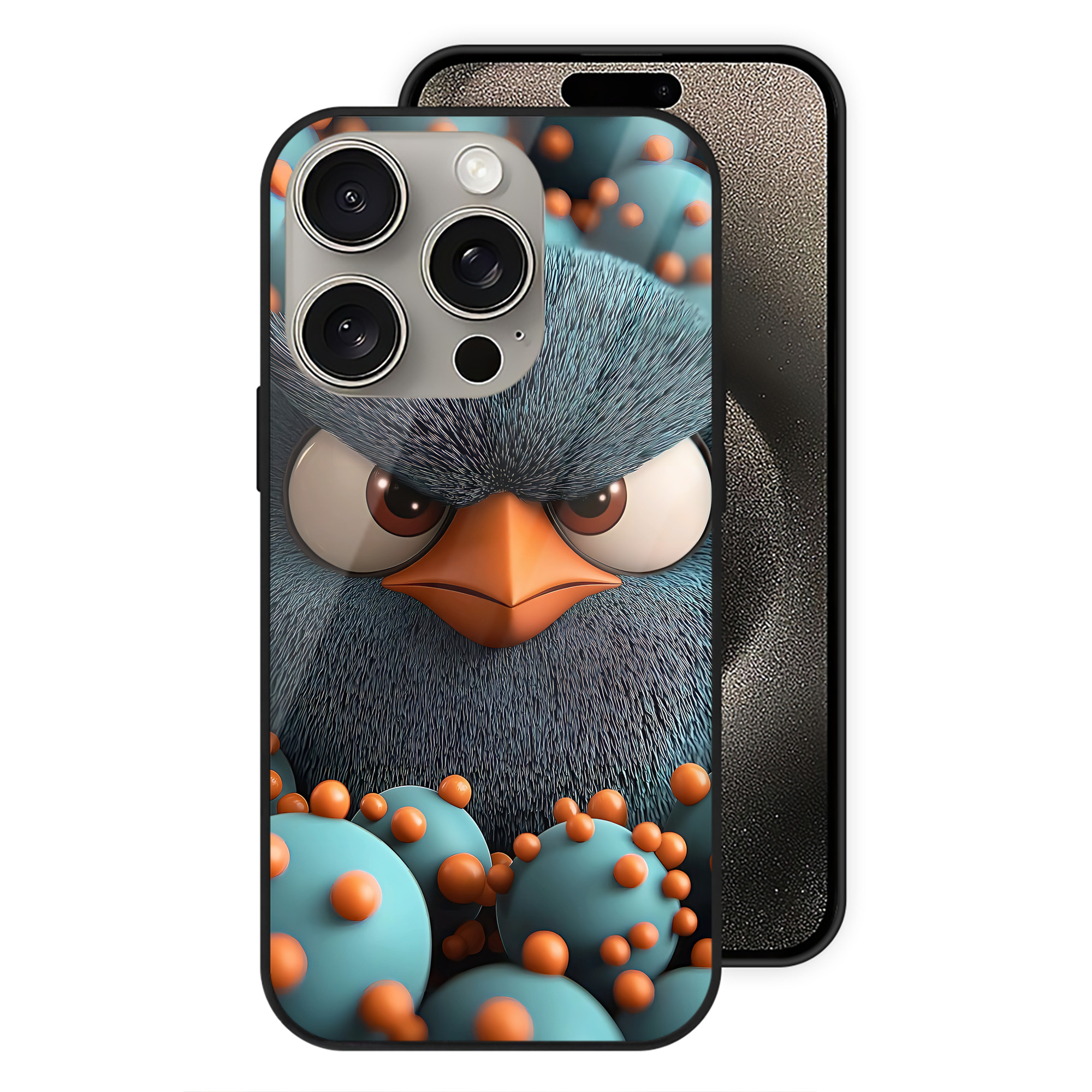 （画像用） Angry Birds アングリーバード 【iPhone15Pro対応】スマホケース 耐衝撃＆黄変防止 背面ガラス