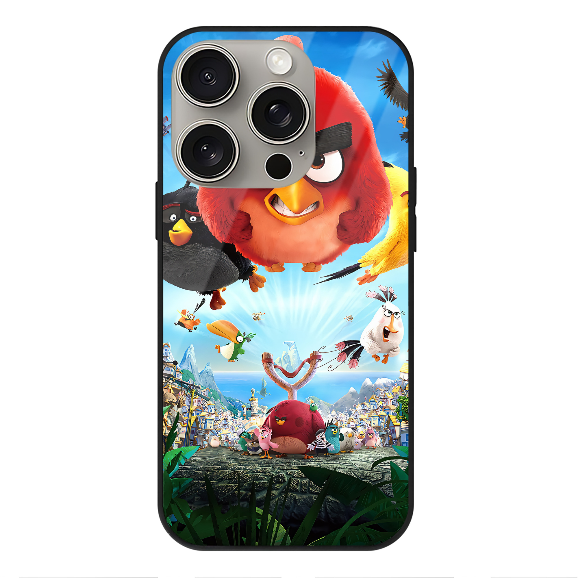 （画像用） Angry Birds アングリーバード 【iPhone15Pro対応】スマホケース 耐衝撃＆黄変防止 背面ガラス