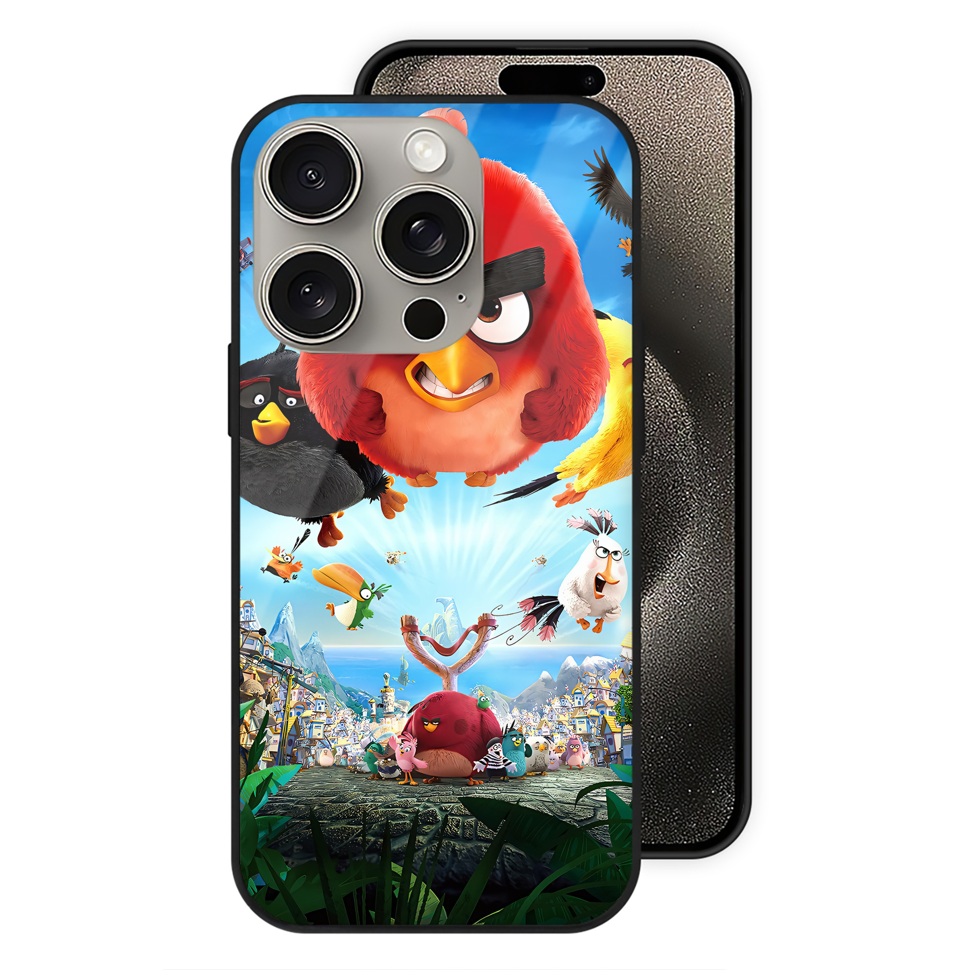 （画像用） Angry Birds アングリーバード 【iPhone15Pro対応】スマホケース 耐衝撃＆黄変防止 背面ガラス