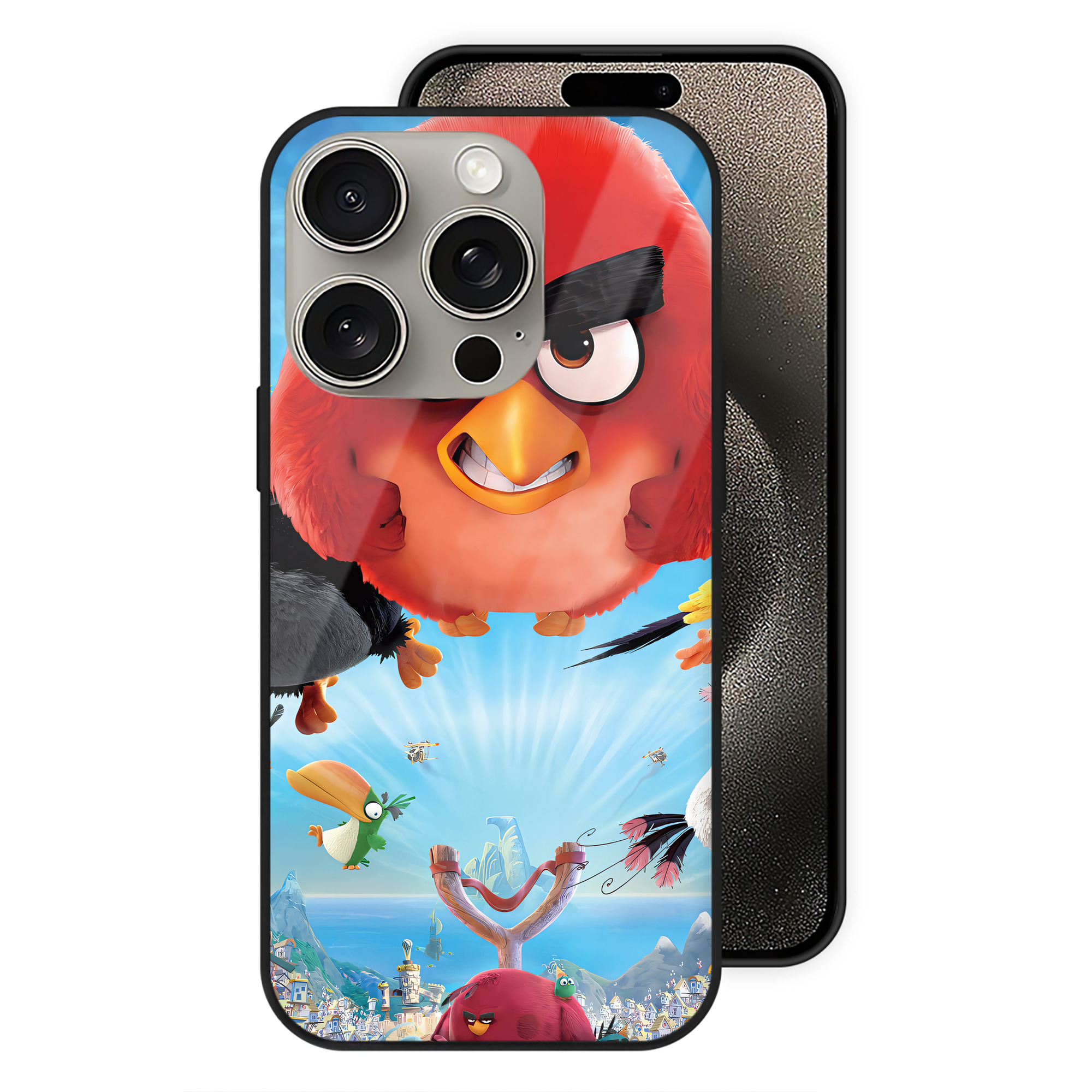 （画像用） Angry Birds アングリーバード 【iPhone15Pro対応】スマホケース 耐衝撃＆黄変防止 背面ガラス