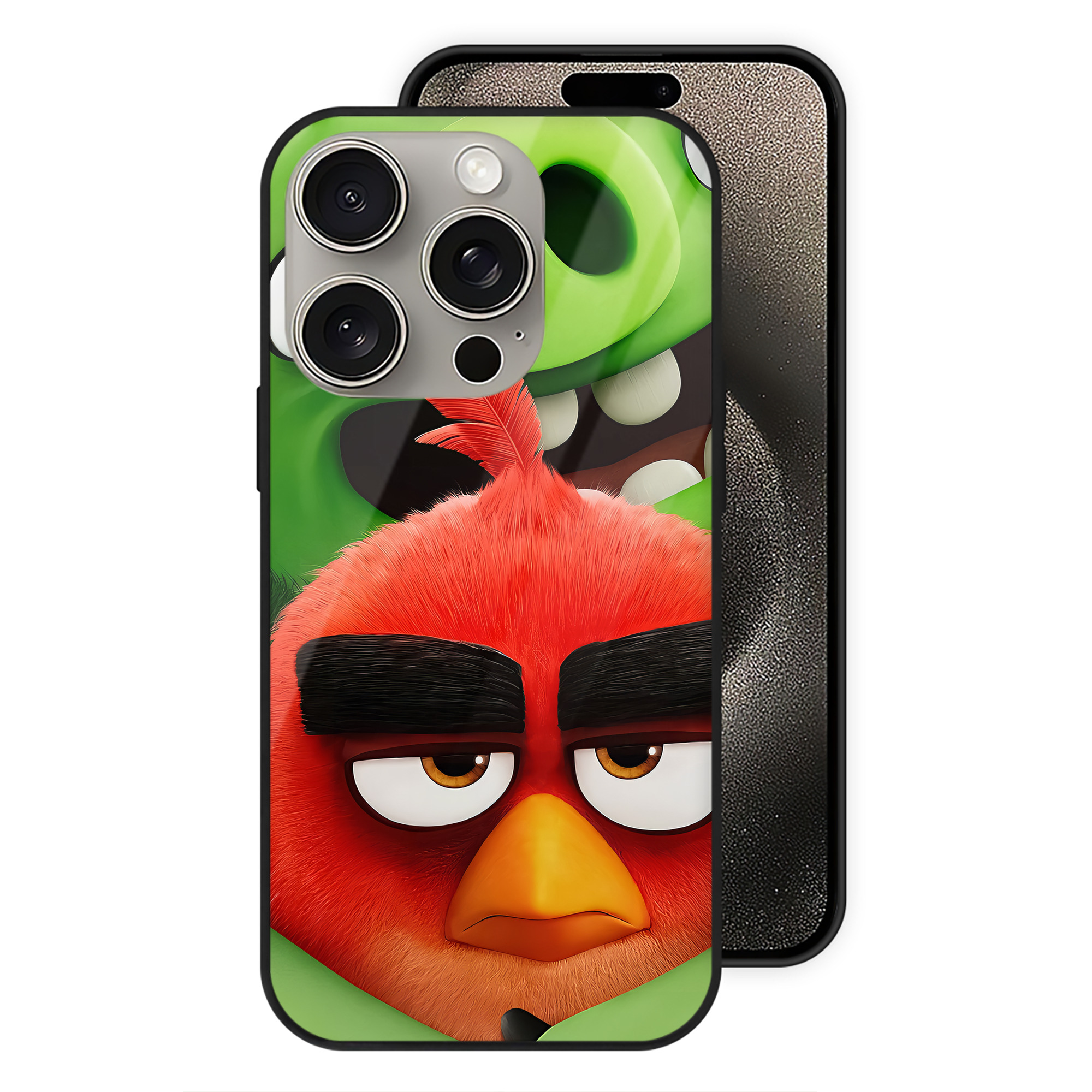 （画像用） Angry Birds アングリーバード 【iPhone15Pro対応】スマホケース 耐衝撃＆黄変防止 背面ガラス