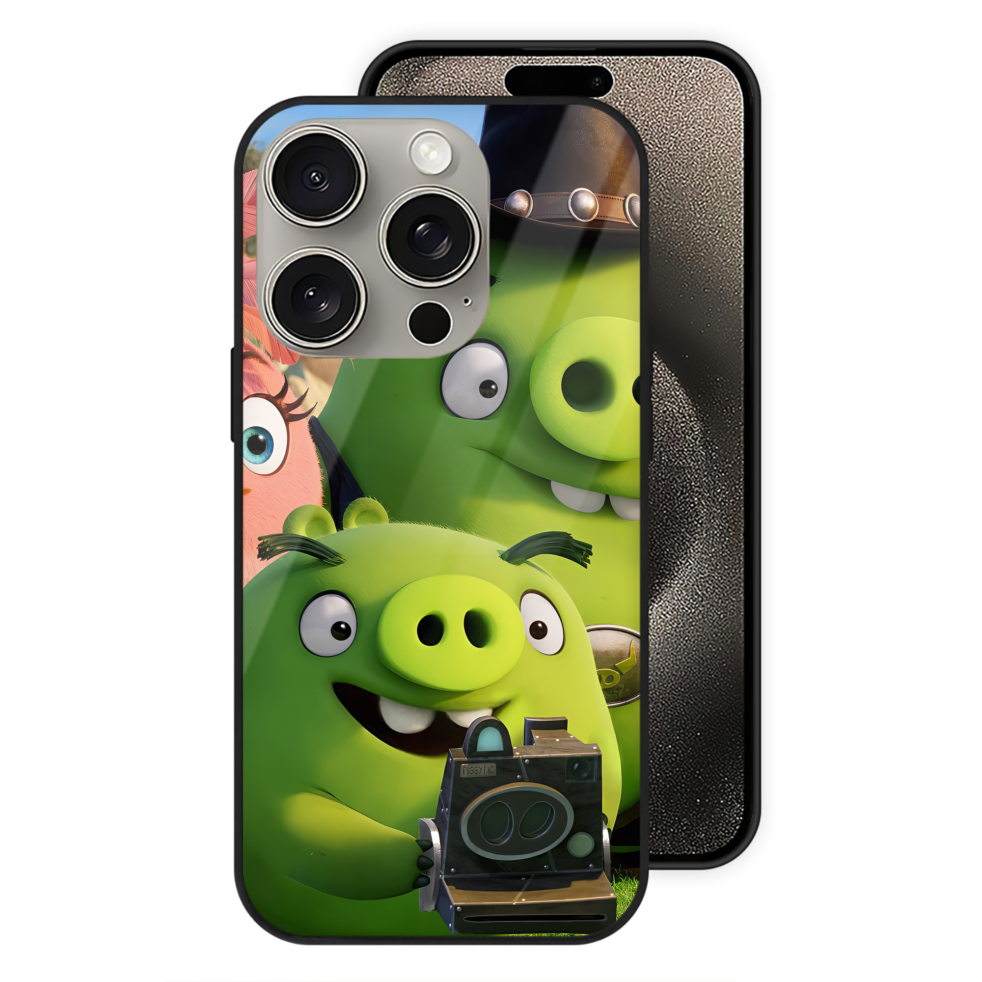 （画像用） Angry Birds アングリーバード 【iPhone15Pro対応】スマホケース 耐衝撃＆黄変防止 背面ガラス