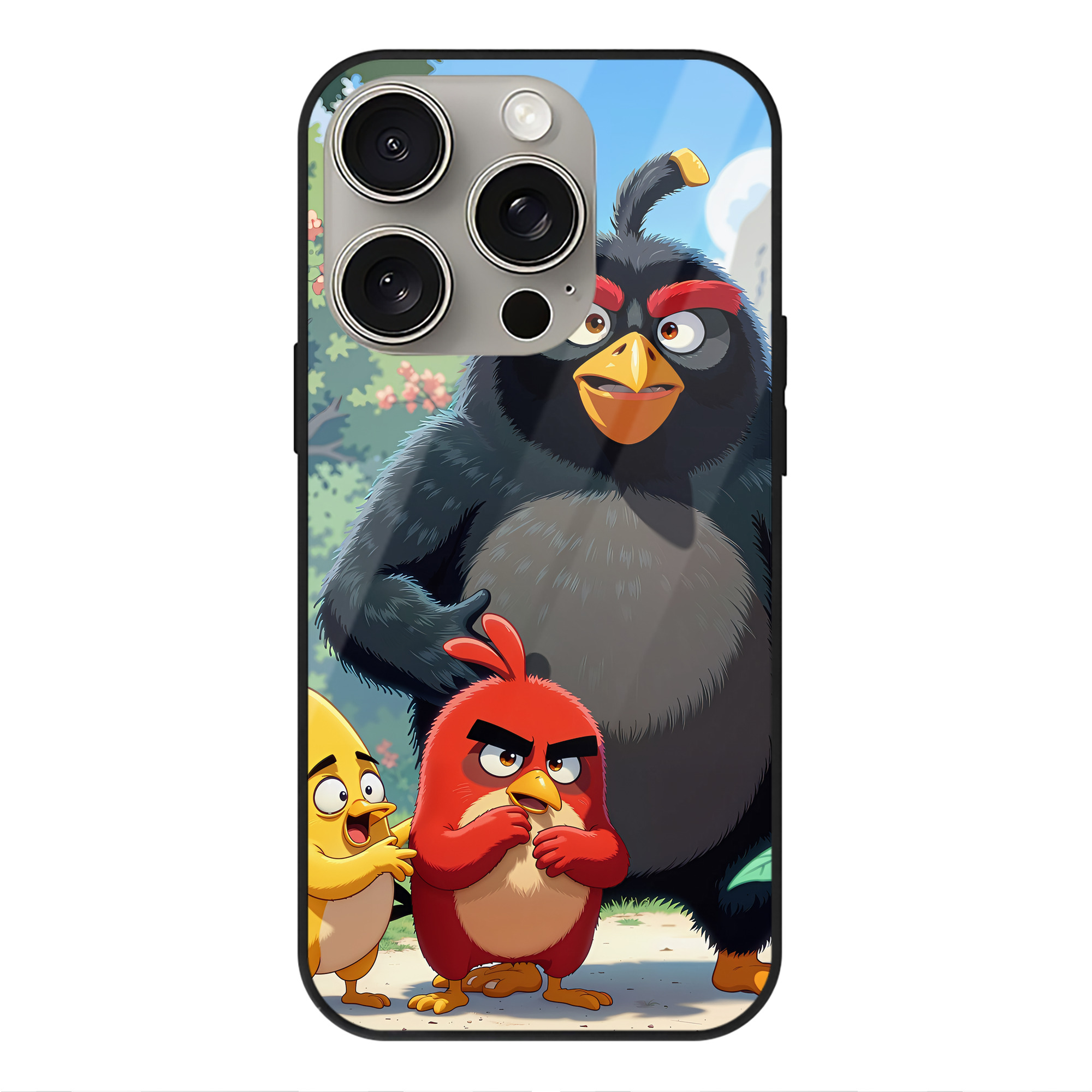 （画像用） Angry Birds アングリーバード 【iPhone15Pro対応】スマホケース 耐衝撃＆黄変防止 背面ガラス
