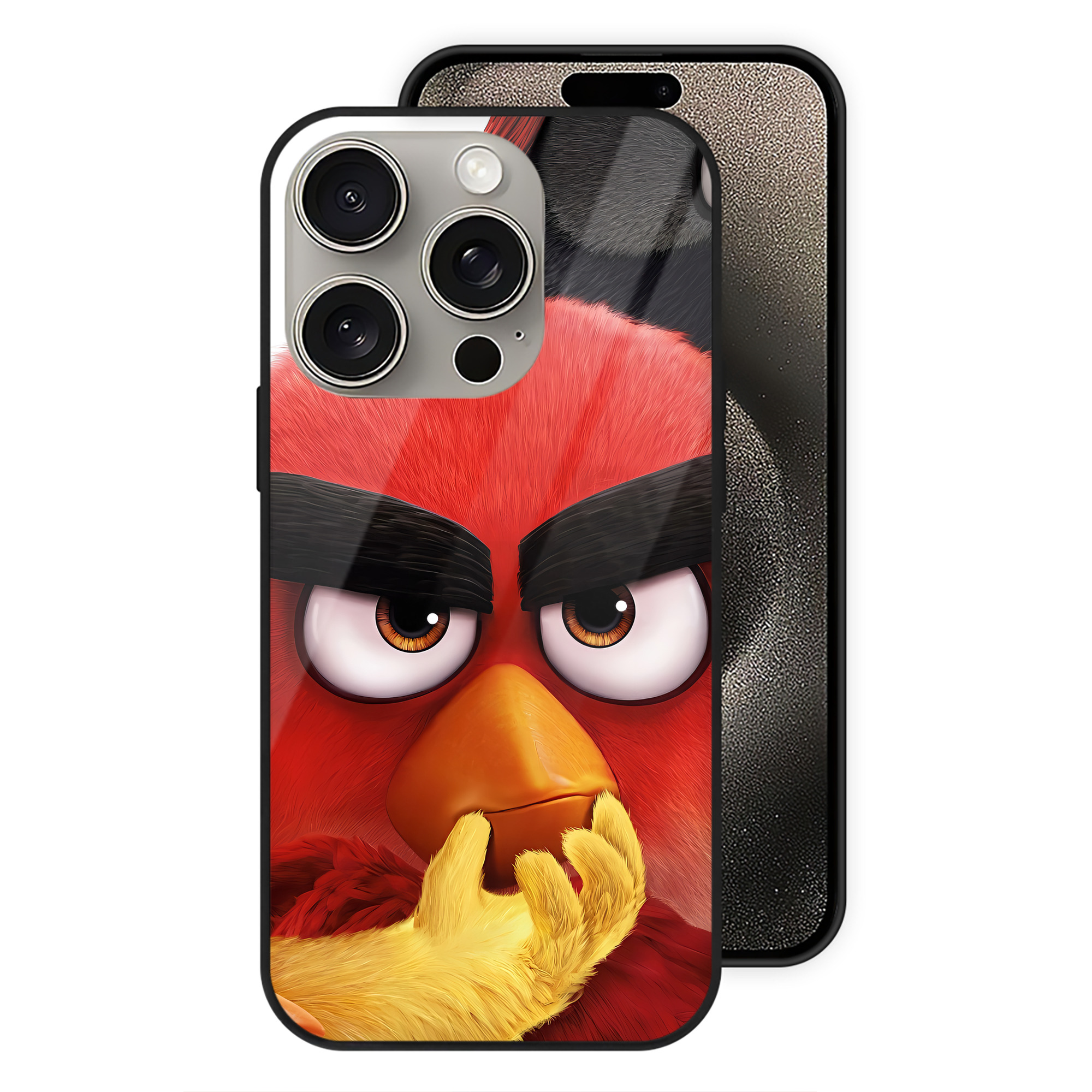 （画像用） Angry Birds アングリーバード 【iPhone15Pro対応】スマホケース 耐衝撃＆黄変防止 背面ガラス