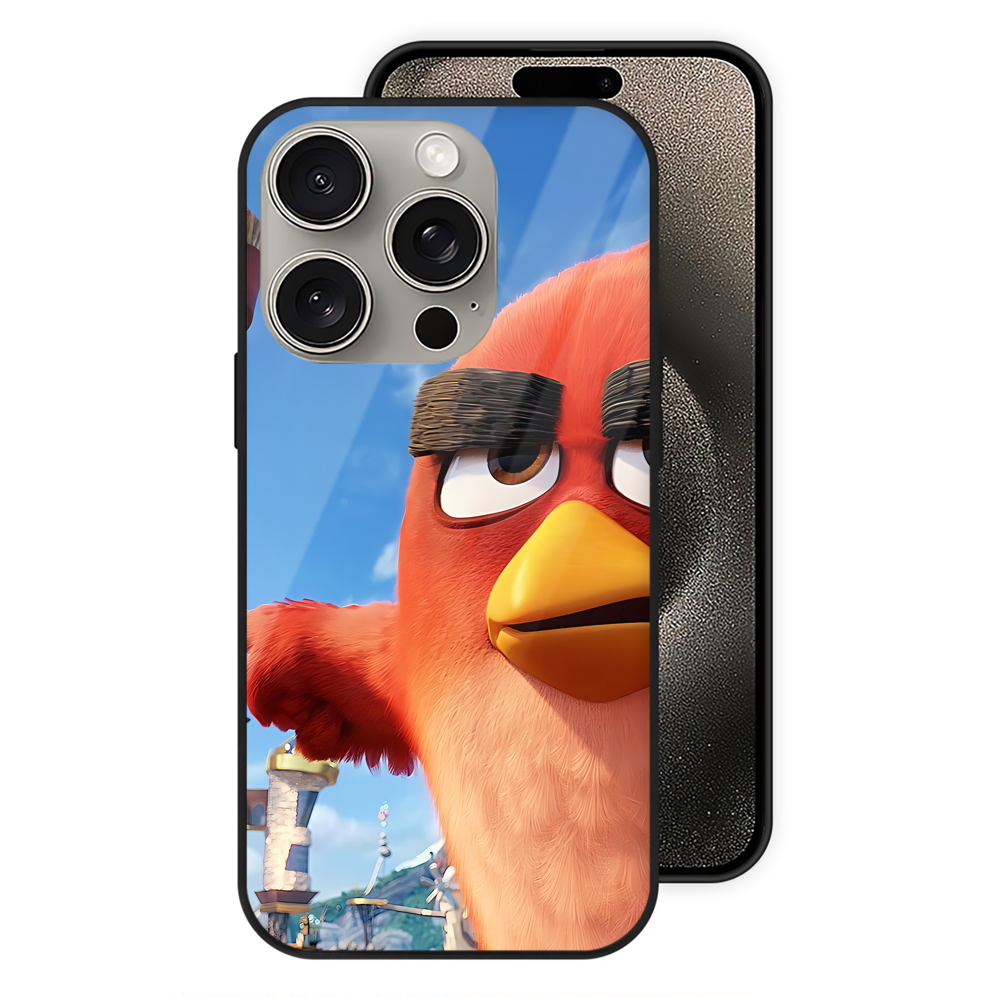 （画像用） Angry Birds アングリーバード 【iPhone15Pro対応】スマホケース 耐衝撃＆黄変防止 背面ガラス