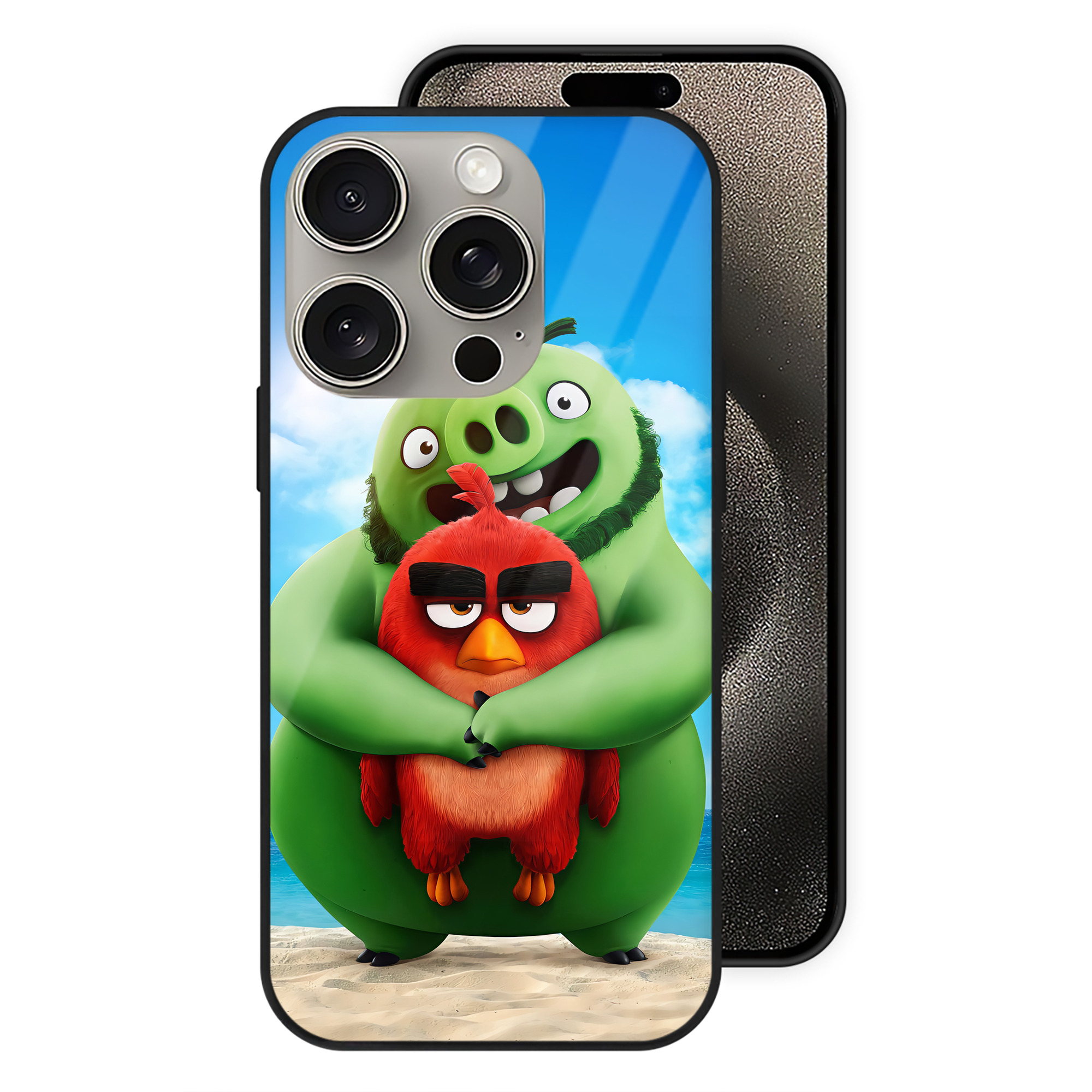 （画像用） Angry Birds アングリーバード 【iPhone15Pro対応】スマホケース 耐衝撃＆黄変防止 背面ガラス