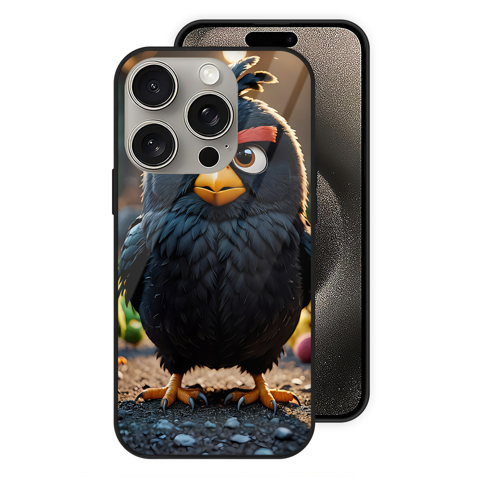 （画像用） Angry Birds アングリーバード 【iPhone15Pro対応】スマホケース 耐衝撃＆黄変防止 背面ガラス