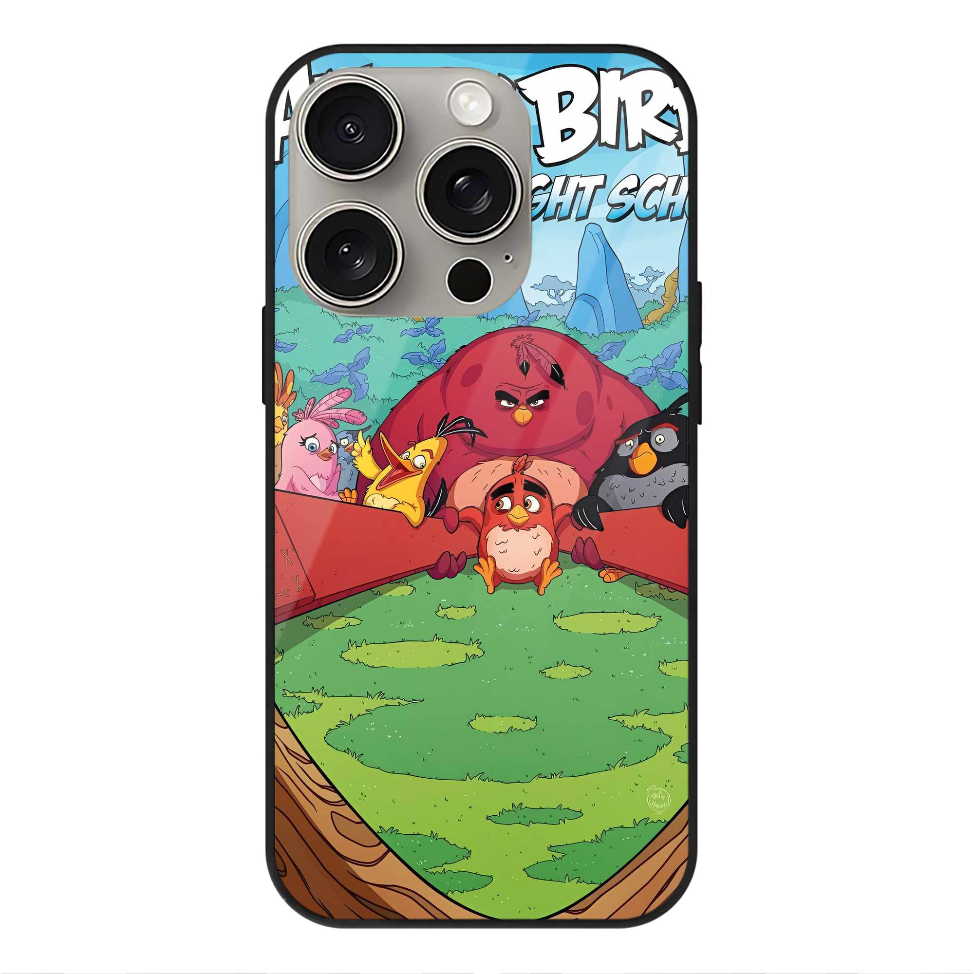 （画像用） Angry Birds アングリーバード 【iPhone15Pro対応】スマホケース 耐衝撃＆黄変防止 背面ガラス