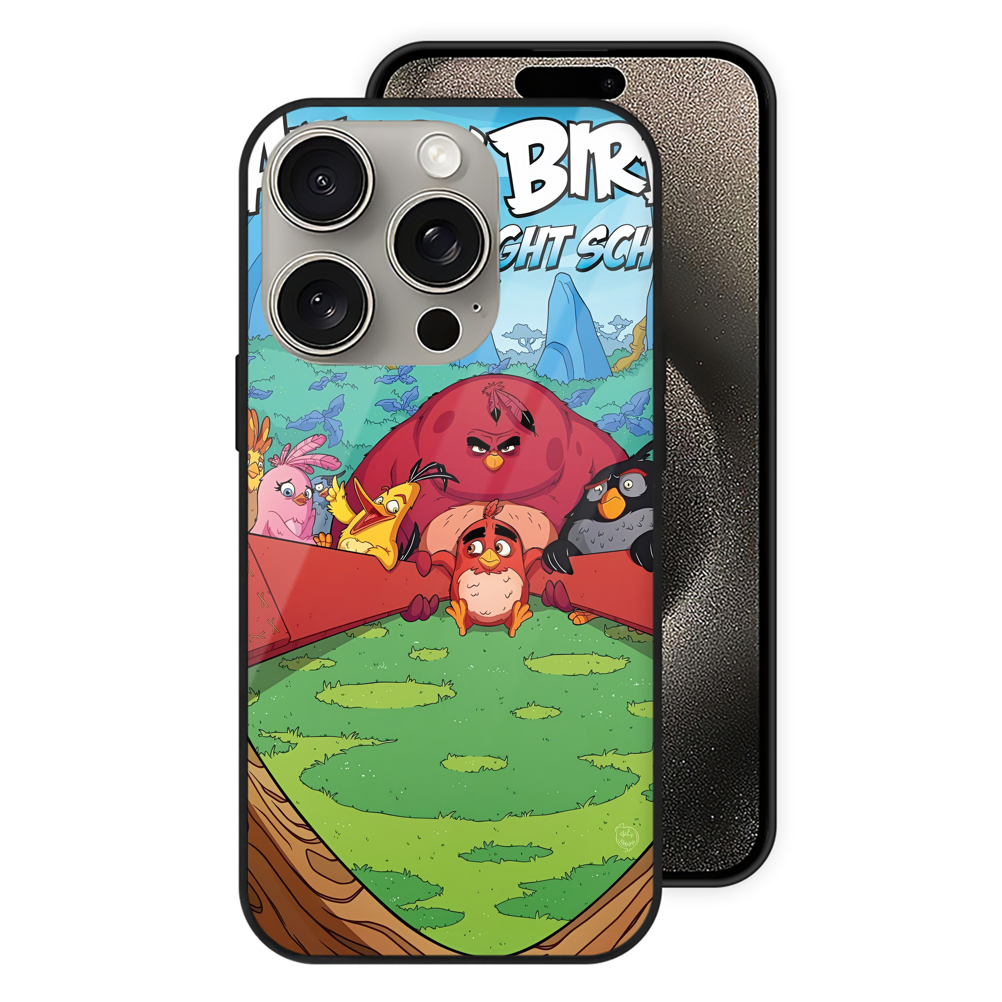 （画像用） Angry Birds アングリーバード 【iPhone15Pro対応】スマホケース 耐衝撃＆黄変防止 背面ガラス