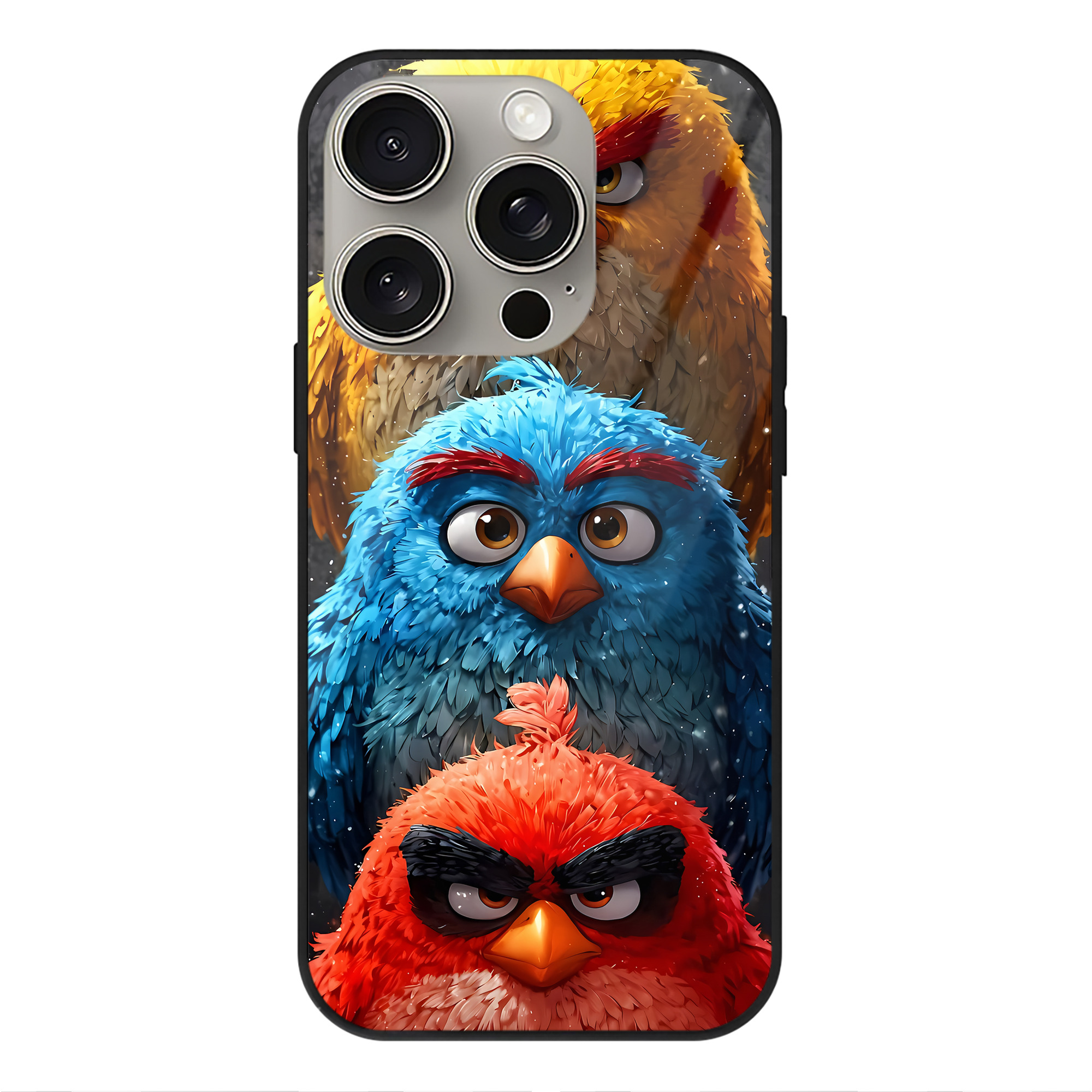 （画像用） Angry Birds アングリーバード 【iPhone15Pro対応】スマホケース 耐衝撃＆黄変防止 背面ガラス