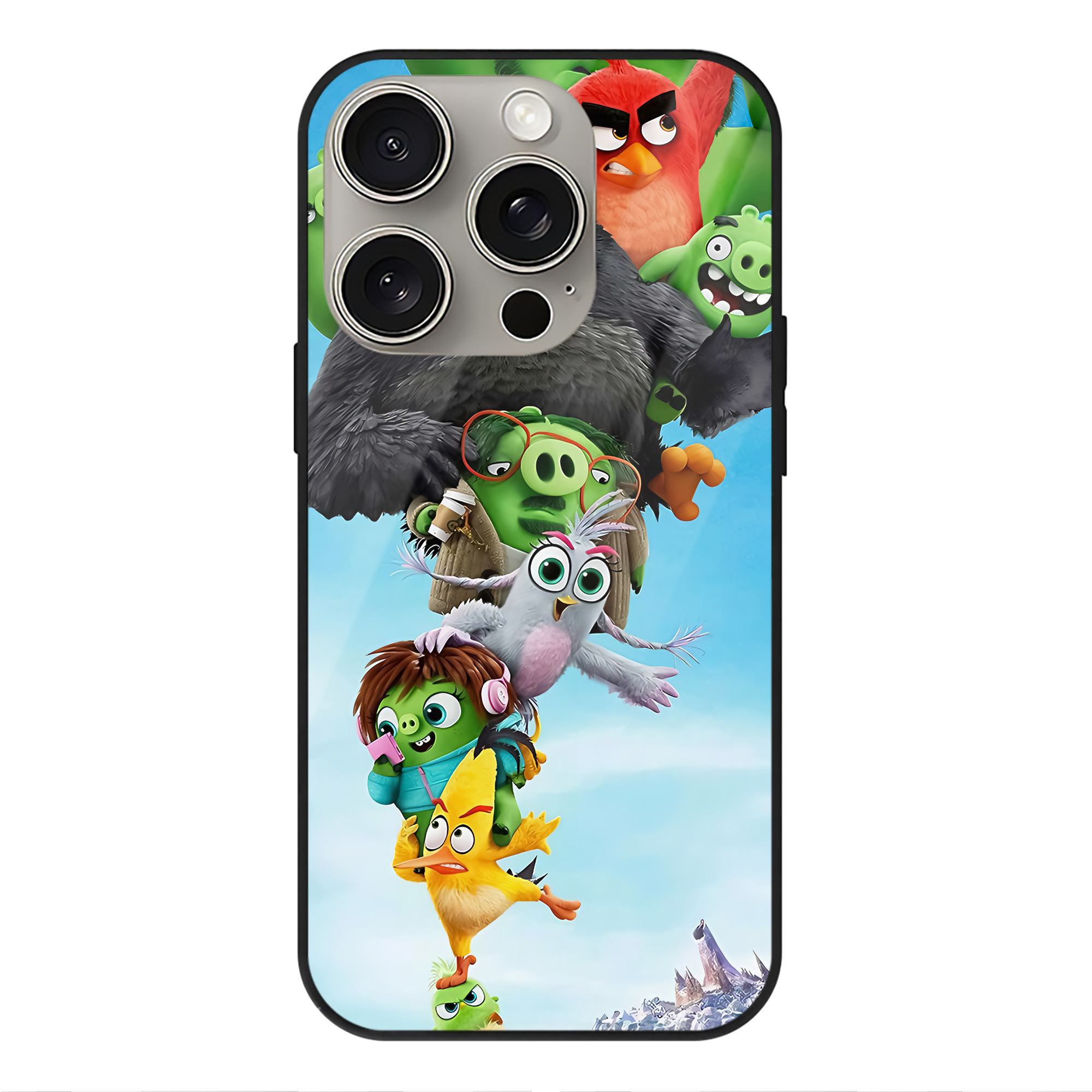 （画像用） Angry Birds アングリーバード 【iPhone15Pro対応】スマホケース 耐衝撃＆黄変防止 背面ガラス