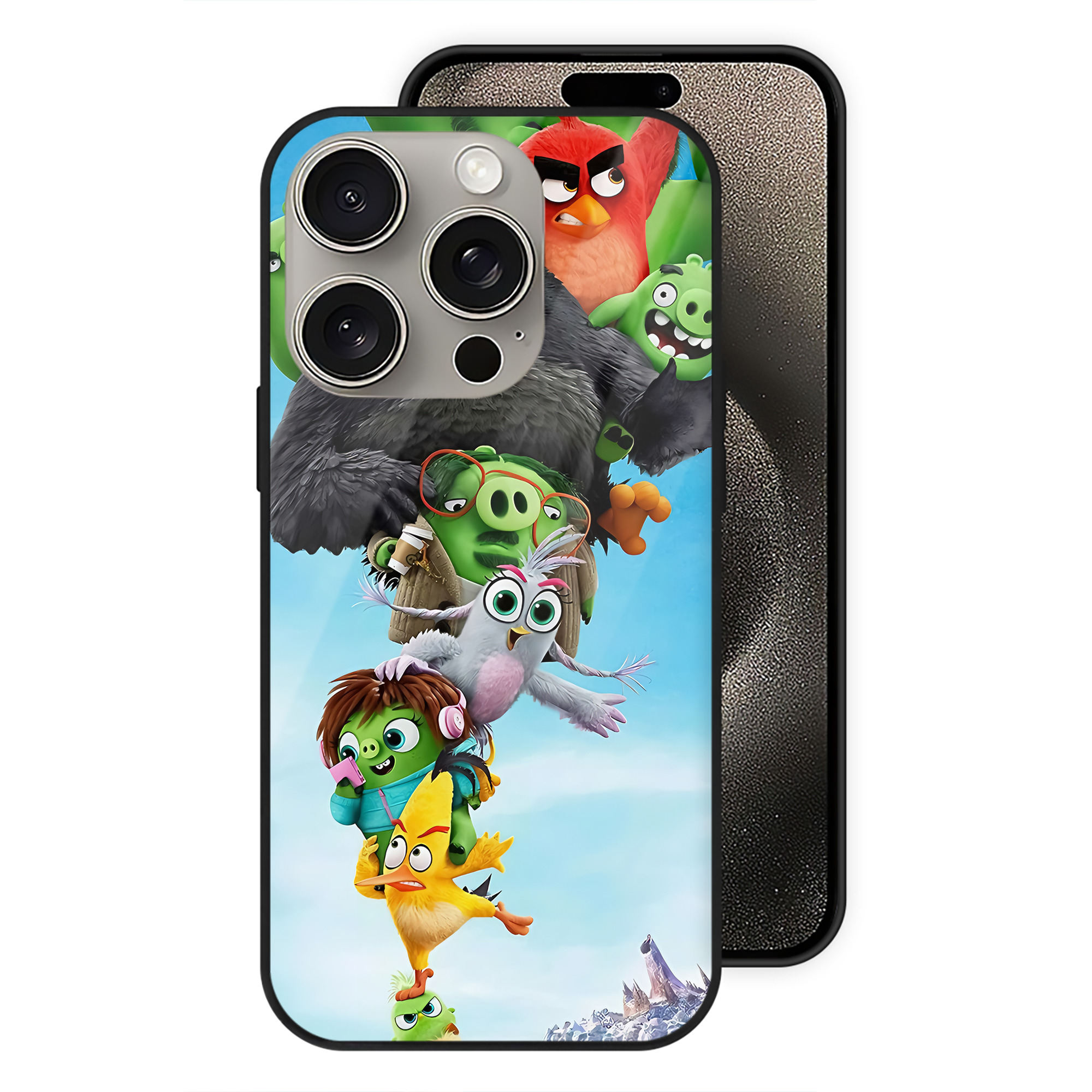 （画像用） Angry Birds アングリーバード 【iPhone15Pro対応】スマホケース 耐衝撃＆黄変防止 背面ガラス