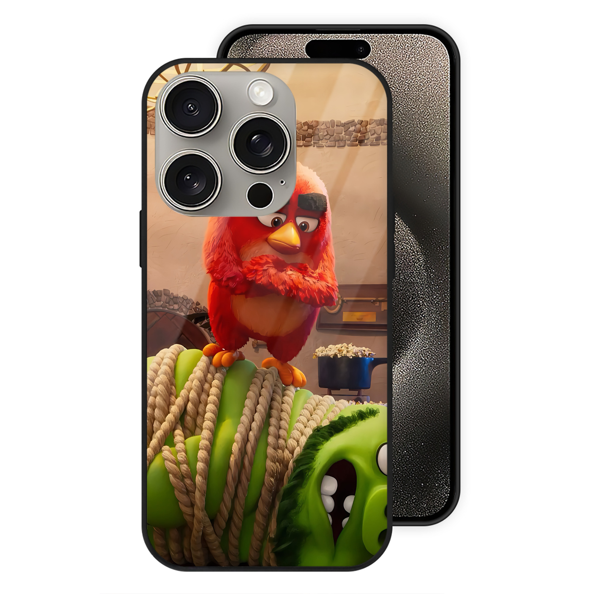（画像用） Angry Birds アングリーバード 【iPhone15Pro対応】スマホケース 耐衝撃＆黄変防止 背面ガラス
