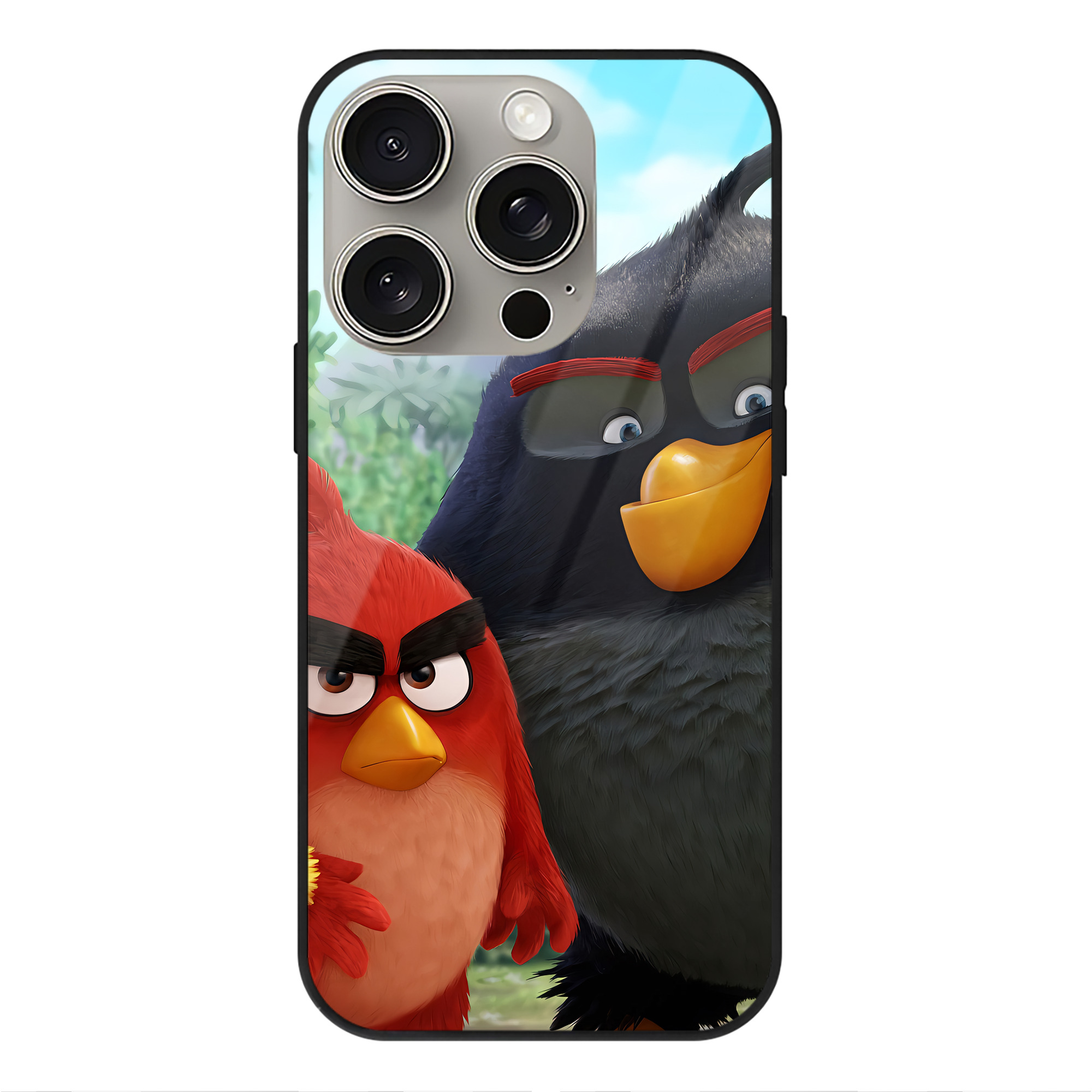 （画像用） Angry Birds アングリーバード 【iPhone15Pro対応】スマホケース 耐衝撃＆黄変防止 背面ガラス