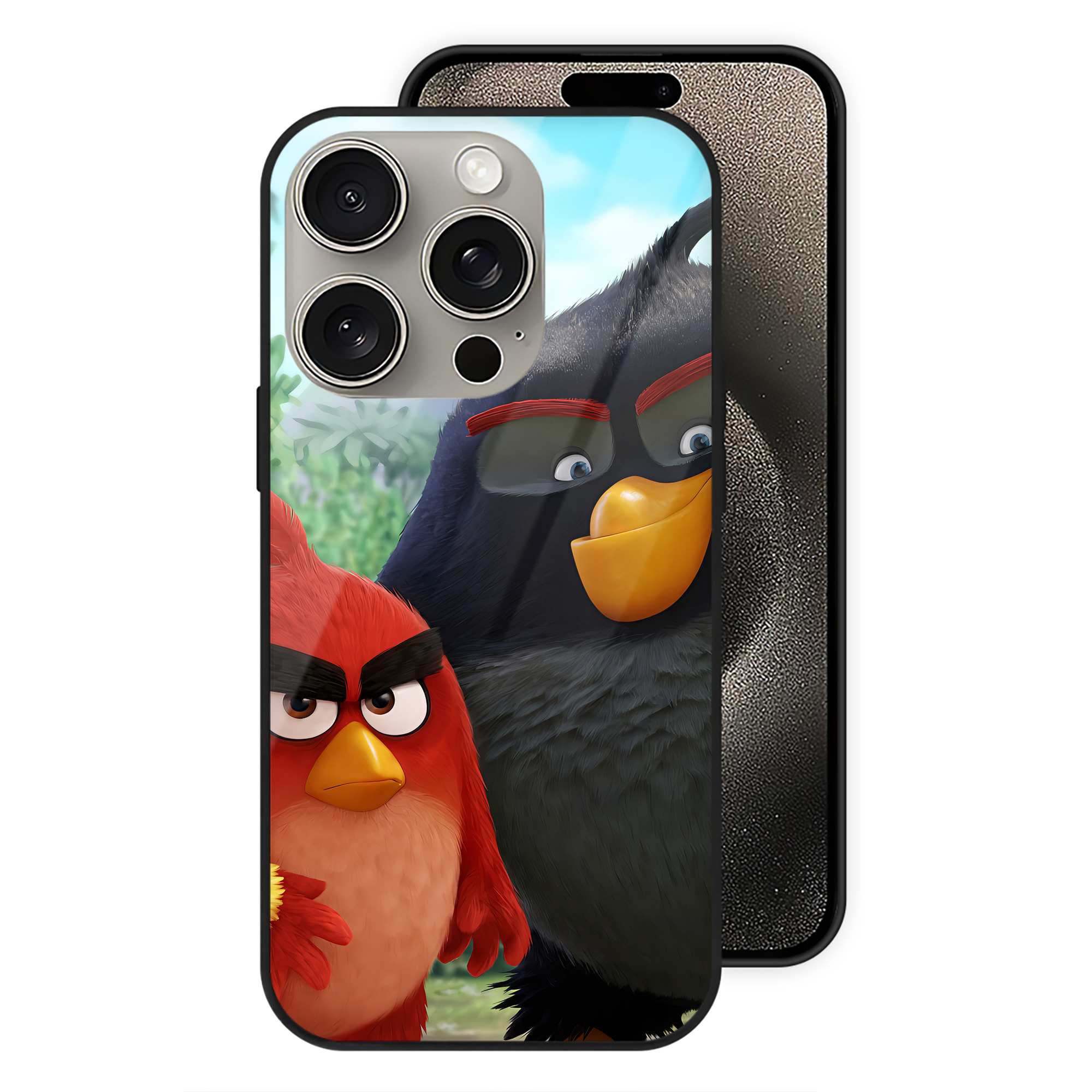 （画像用） Angry Birds アングリーバード 【iPhone15Pro対応】スマホケース 耐衝撃＆黄変防止 背面ガラス