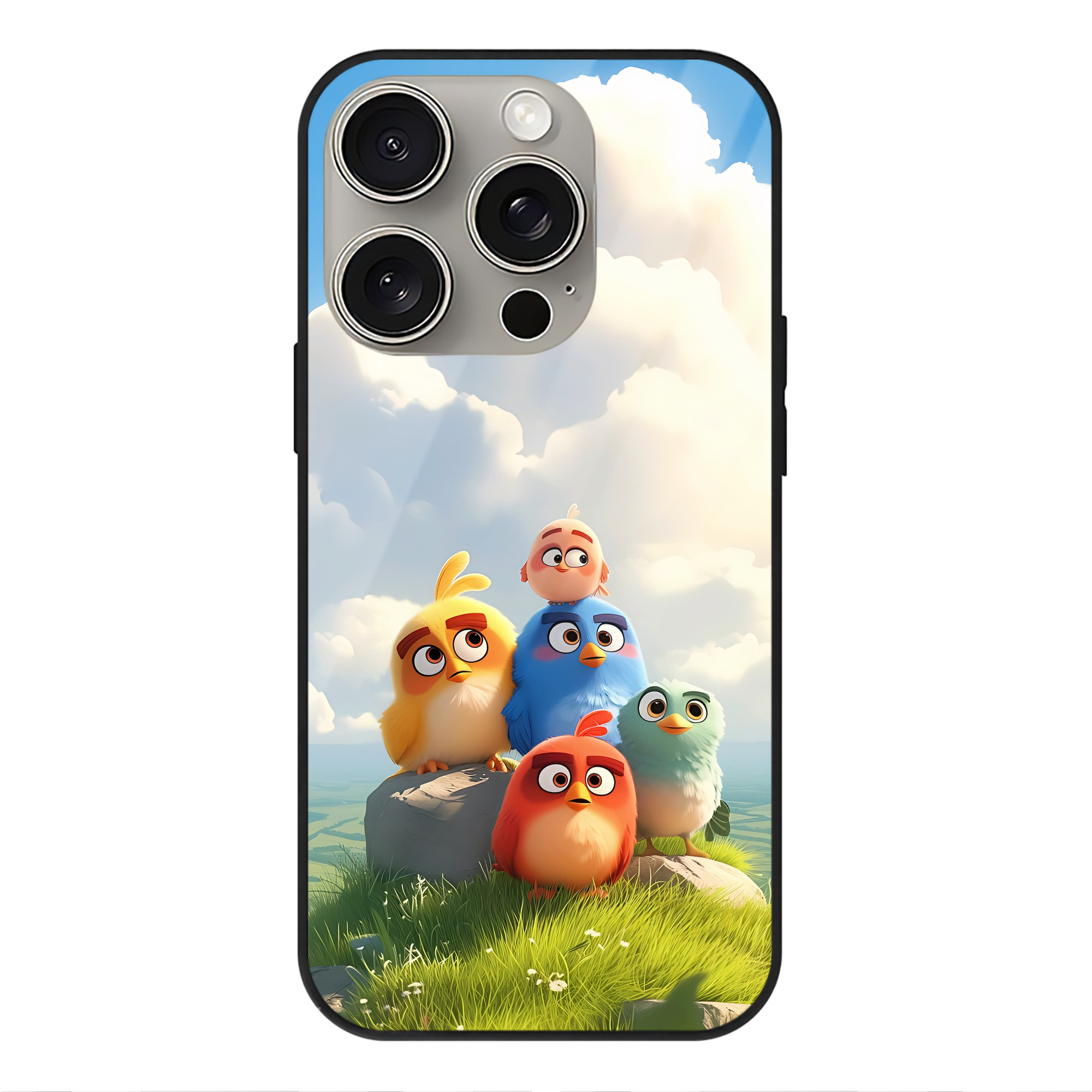 （画像用） Angry Birds アングリーバード 【iPhone15Pro対応】スマホケース 耐衝撃＆黄変防止 背面ガラス