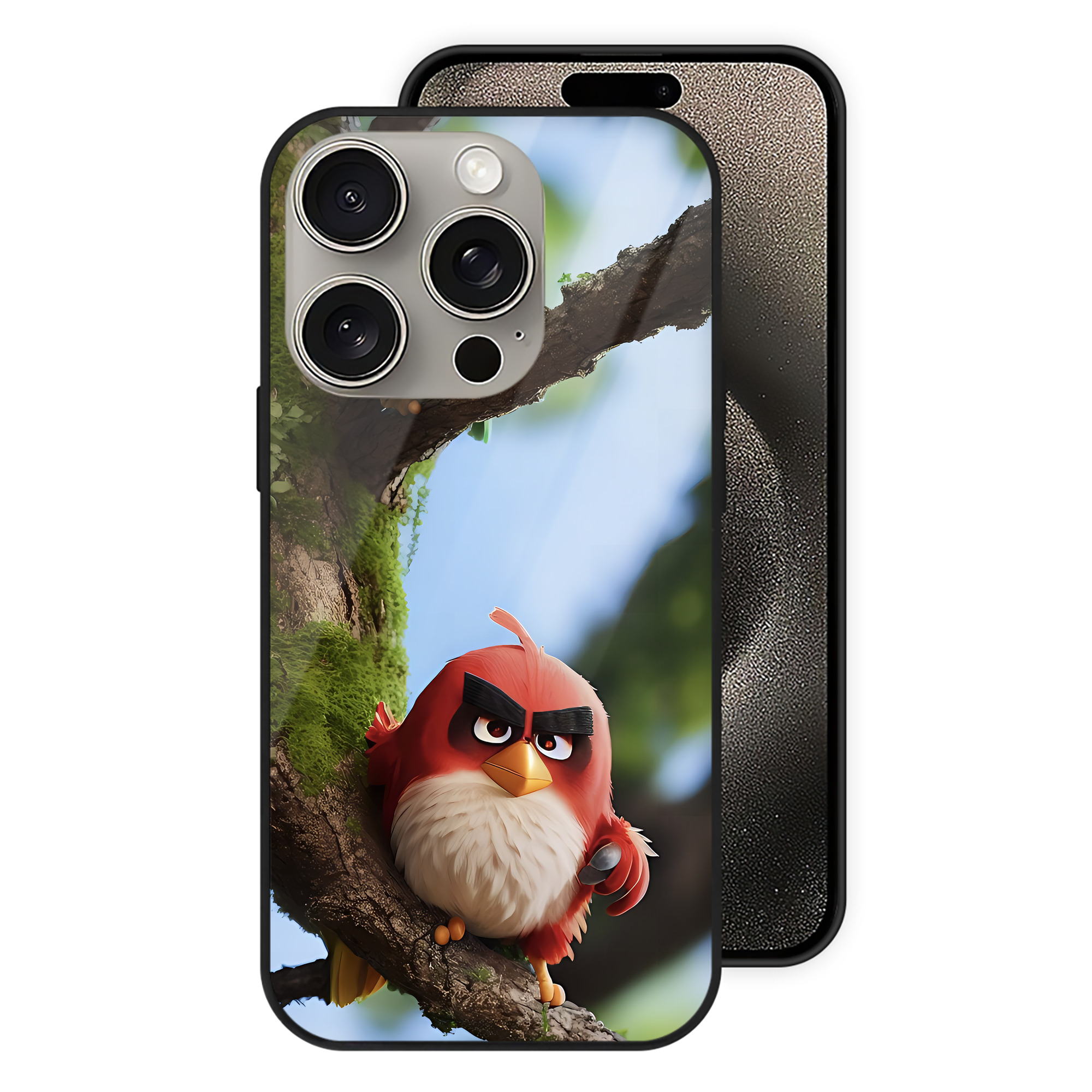 （画像用） Angry Birds アングリーバード 【iPhone15Pro対応】スマホケース 耐衝撃＆黄変防止 背面ガラス