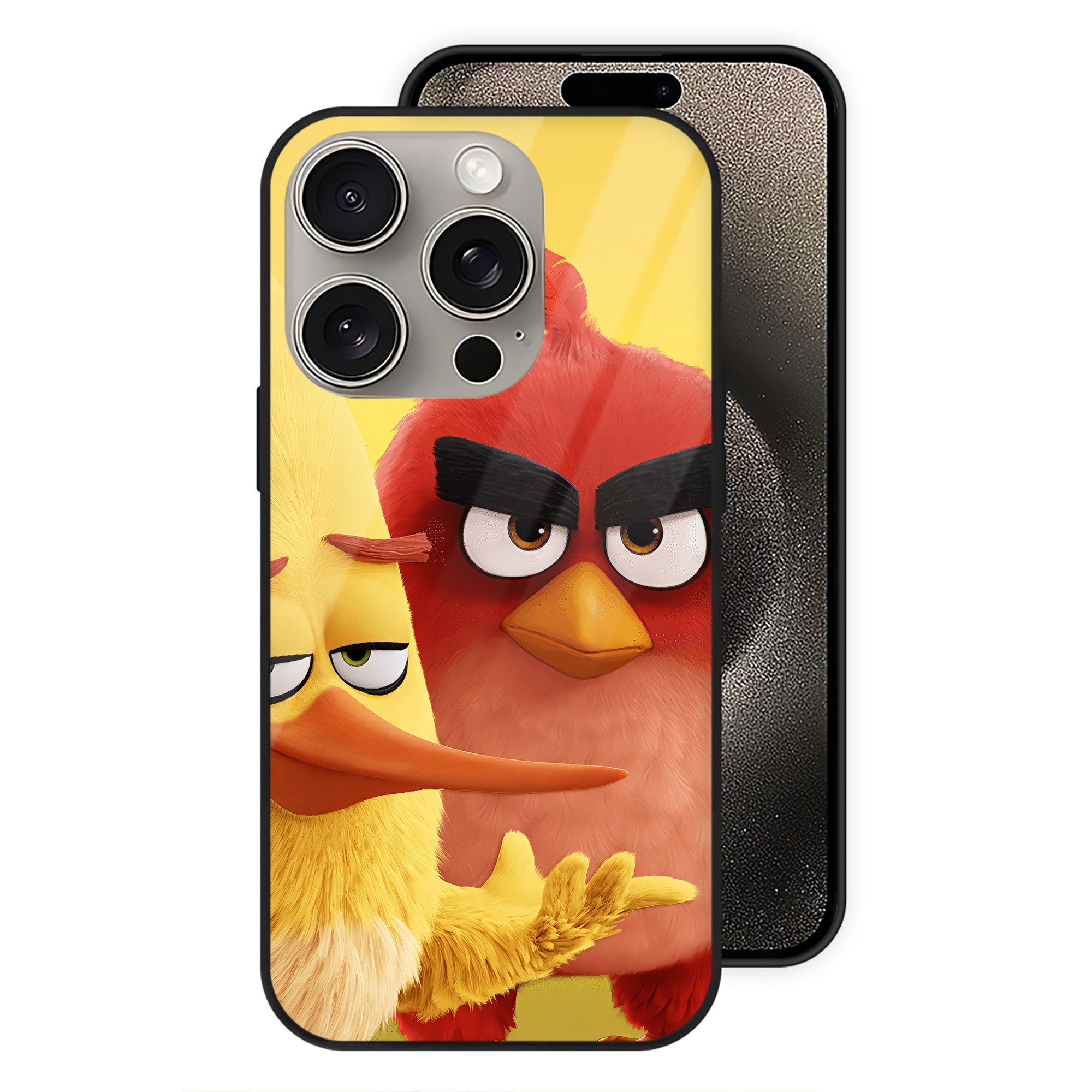 （画像用） Angry Birds アングリーバード 【iPhone15Pro対応】スマホケース 耐衝撃＆黄変防止 背面ガラス