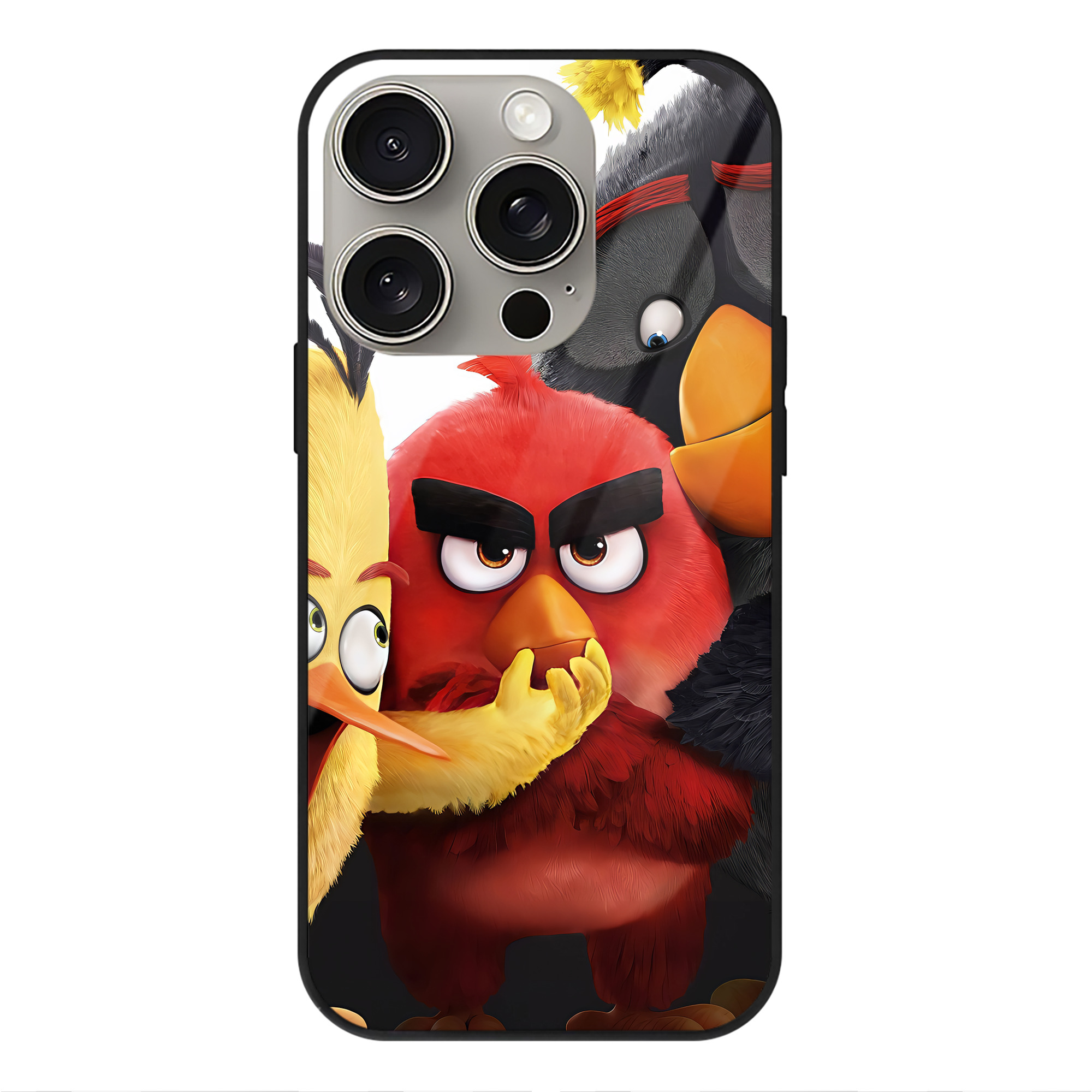 （画像用） Angry Birds アングリーバード 【iPhone15Pro対応】スマホケース 耐衝撃＆黄変防止 背面ガラス