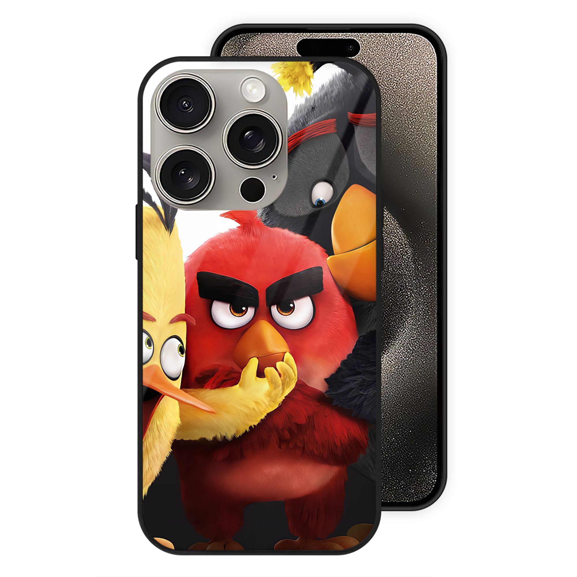 （画像用） Angry Birds アングリーバード 【iPhone15Pro対応】スマホケース 耐衝撃＆黄変防止 背面ガラス