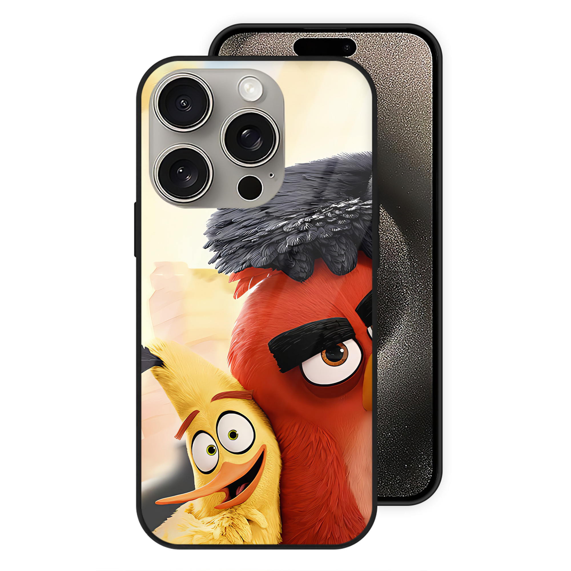 （画像用） Angry Birds アングリーバード 【iPhone15Pro対応】スマホケース 耐衝撃＆黄変防止 背面ガラス