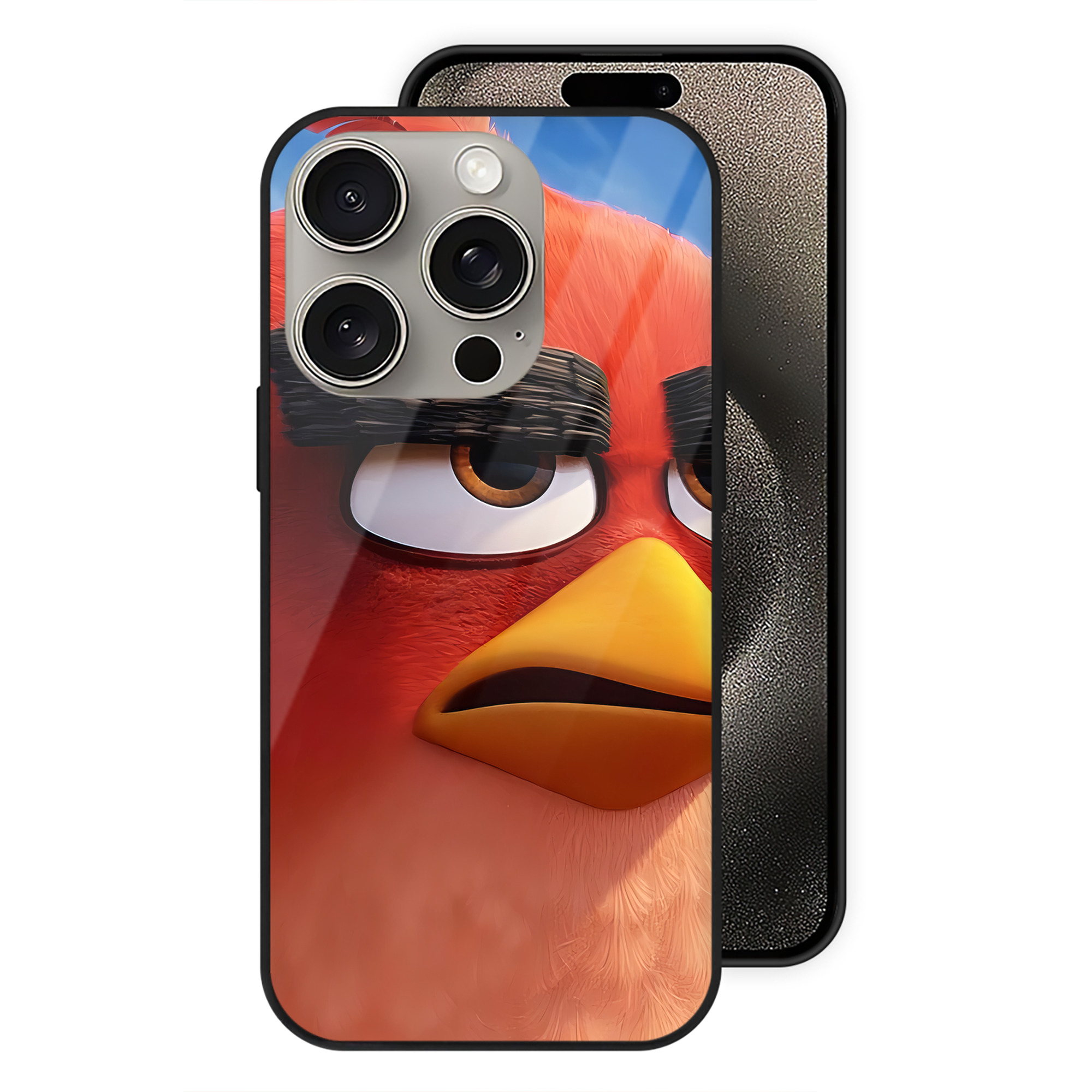 （画像用） Angry Birds アングリーバード 【iPhone15Pro対応】スマホケース 耐衝撃＆黄変防止 背面ガラス