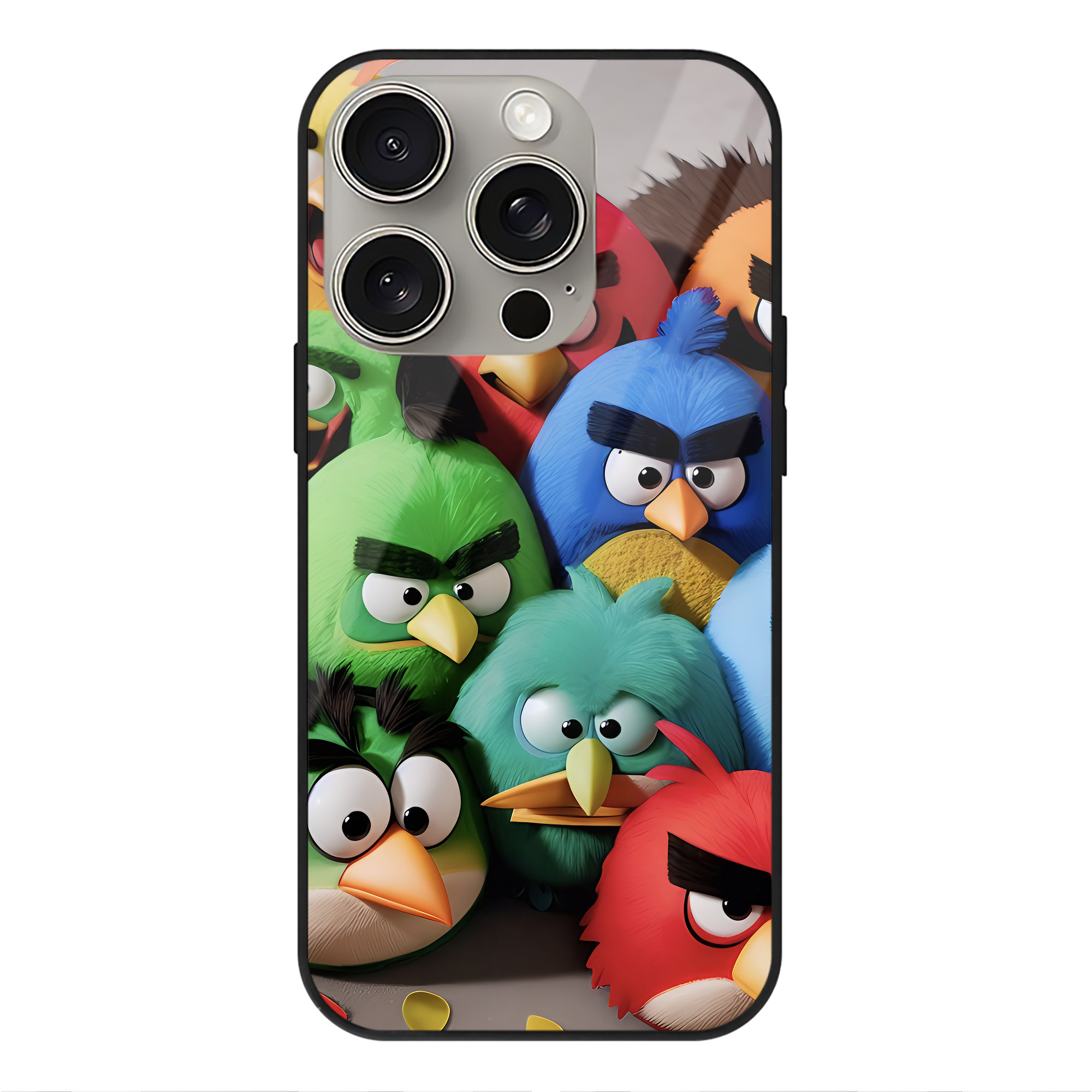 （画像用） Angry Birds アングリーバード 【iPhone15Pro対応】スマホケース 耐衝撃＆黄変防止 背面ガラス