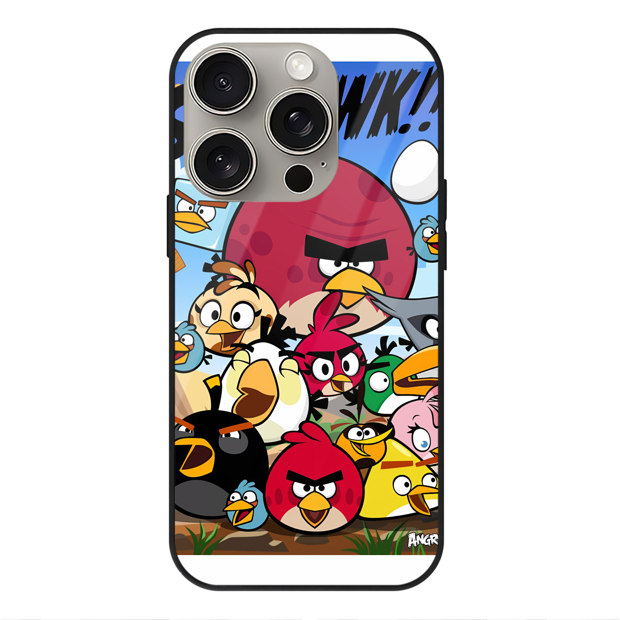 （画像用） Angry Birds アングリーバード 【iPhone15Pro対応】スマホケース 耐衝撃＆黄変防止 背面ガラス