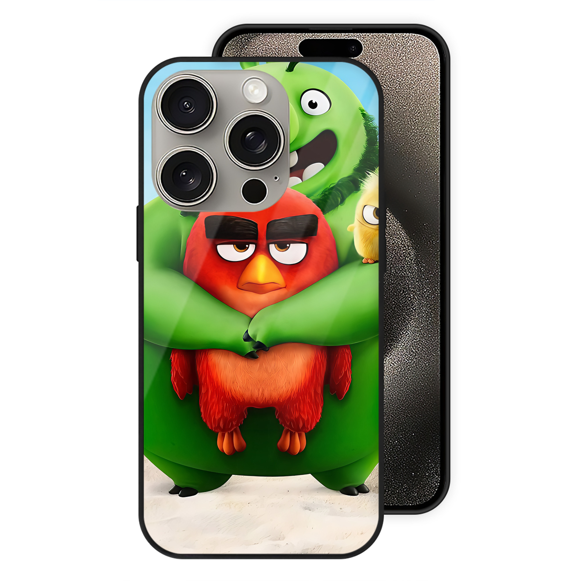 （画像用） Angry Birds アングリーバード 【iPhone15Pro対応】スマホケース 耐衝撃＆黄変防止 背面ガラス