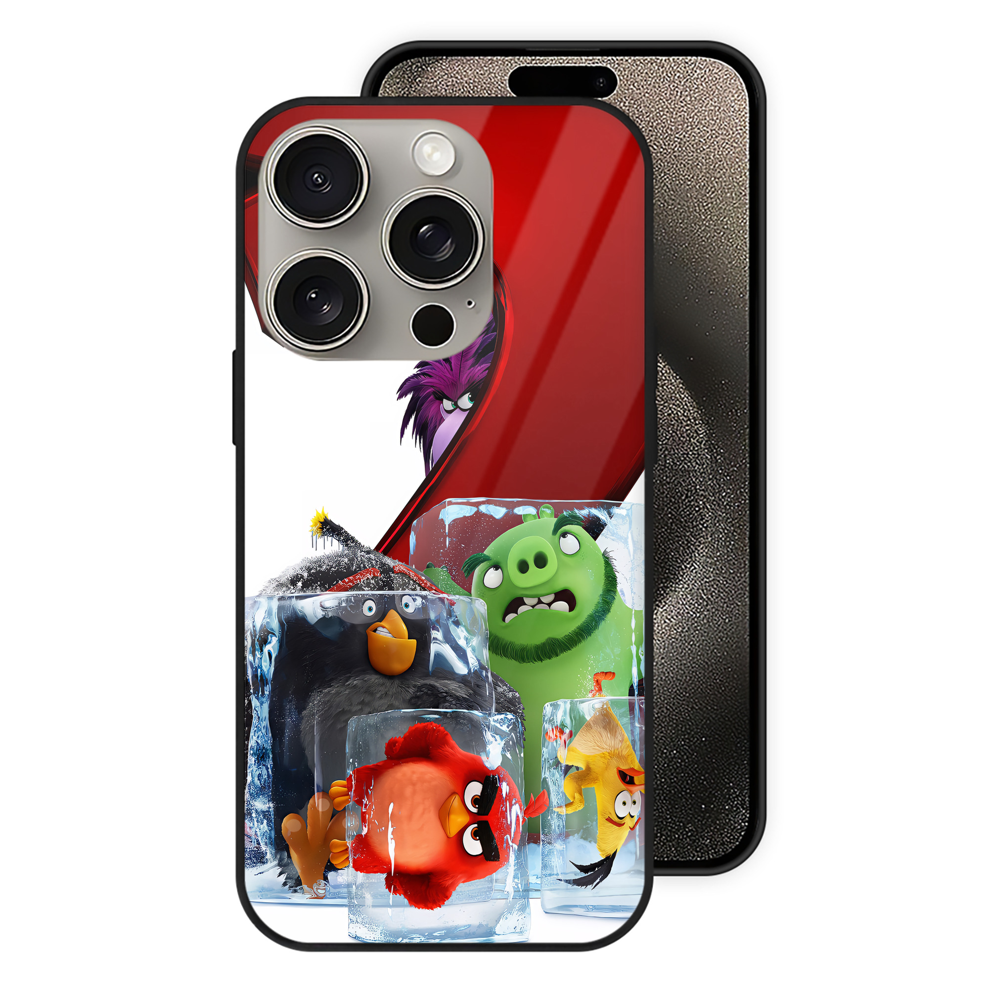 （画像用） Angry Birds アングリーバード 【iPhone15Pro対応】スマホケース 耐衝撃＆黄変防止 背面ガラス