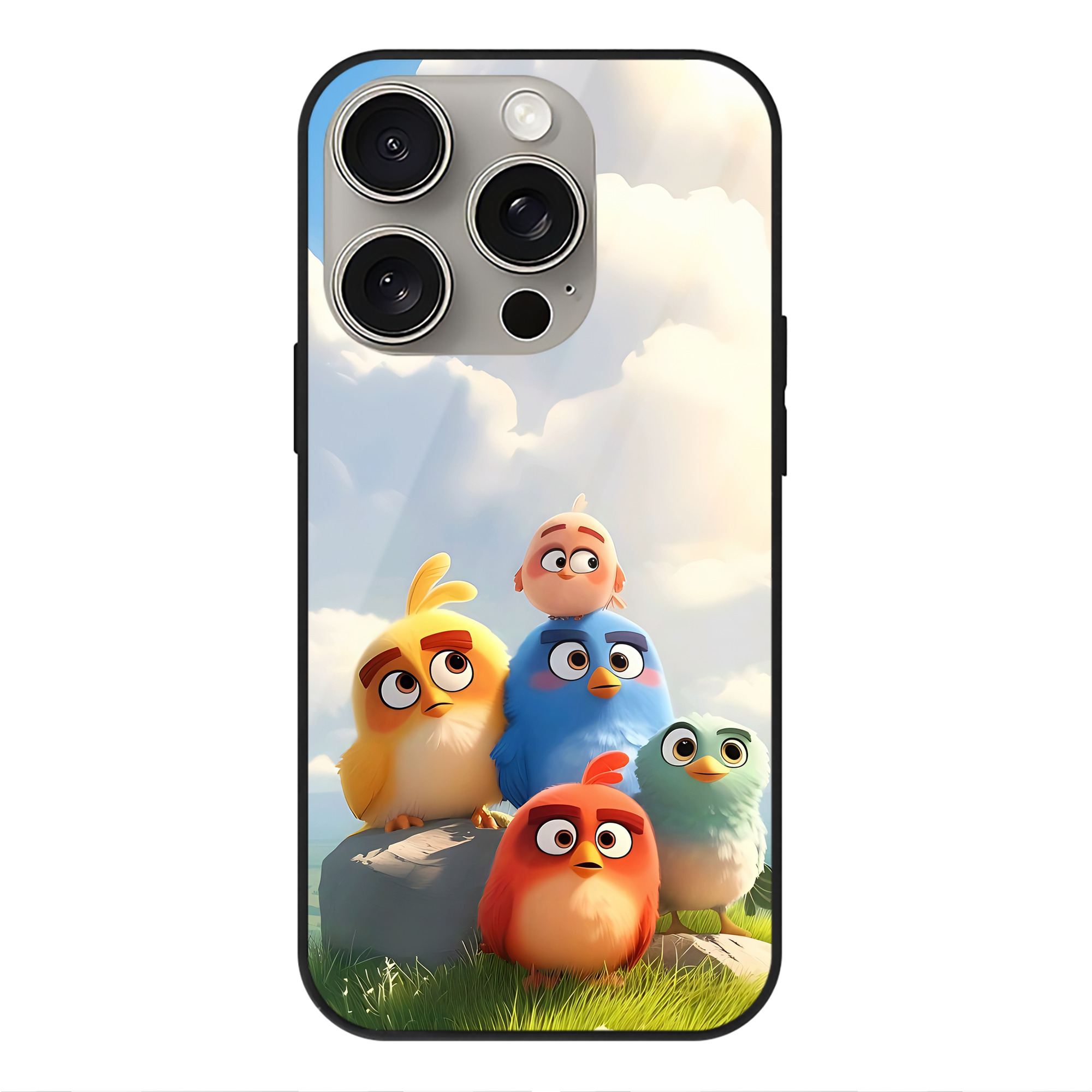 （画像用） Angry Birds アングリーバード 【iPhone15Pro対応】スマホケース 耐衝撃＆黄変防止 背面ガラス