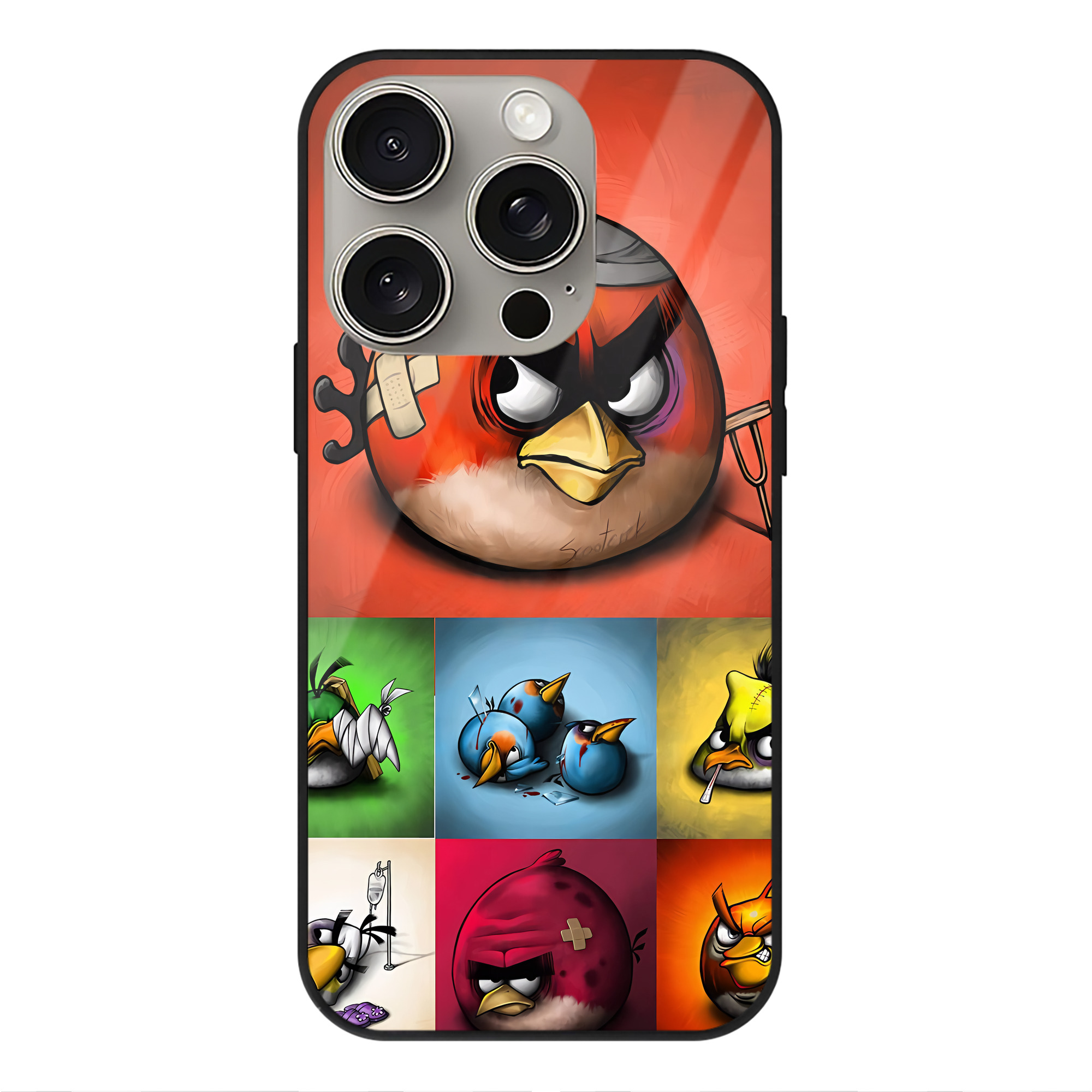 （画像用） Angry Birds アングリーバード 【iPhone15Pro対応】スマホケース 耐衝撃＆黄変防止 背面ガラス