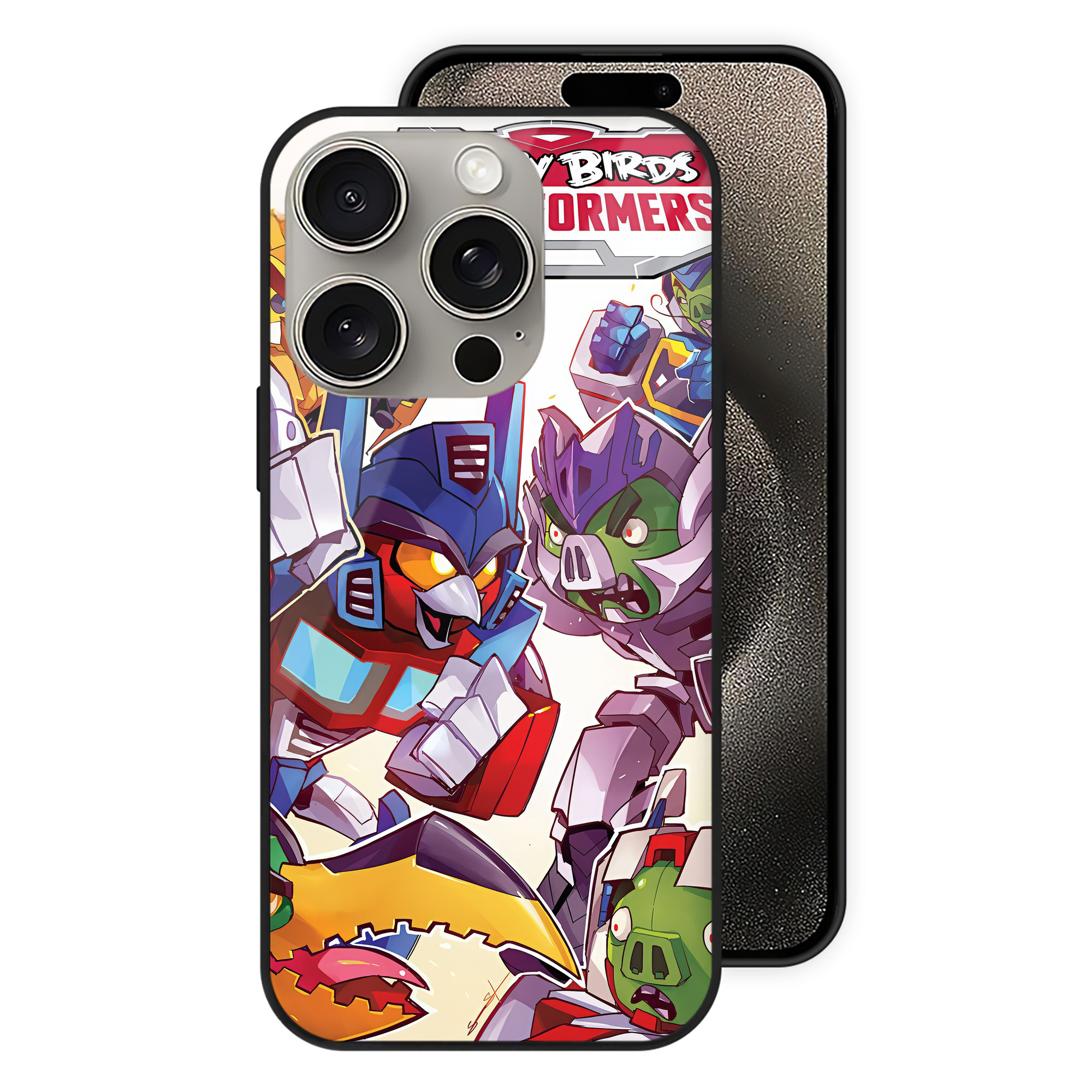 （画像用） Angry Birds アングリーバード 【iPhone15Pro対応】スマホケース 耐衝撃＆黄変防止 背面ガラス