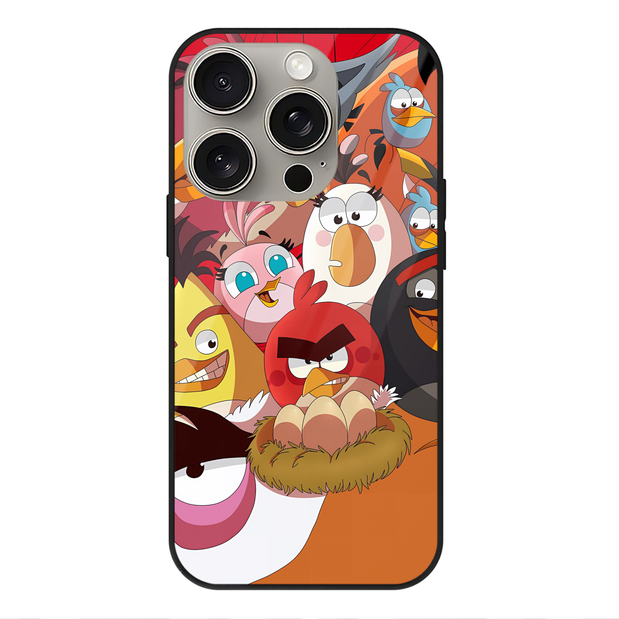 （画像用） Angry Birds アングリーバード 【iPhone15Pro対応】スマホケース 耐衝撃＆黄変防止 背面ガラス
