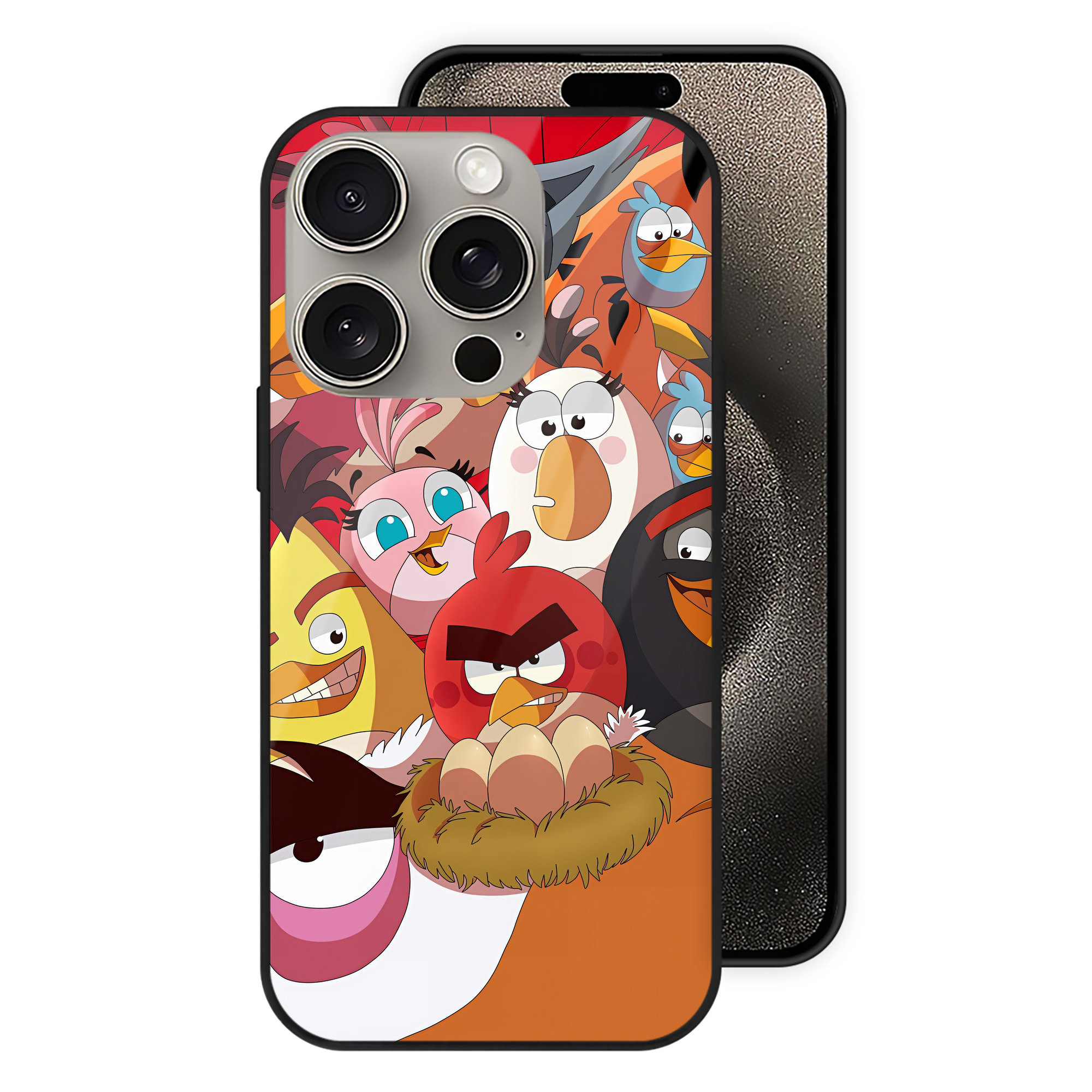 （画像用） Angry Birds アングリーバード 【iPhone15Pro対応】スマホケース 耐衝撃＆黄変防止 背面ガラス