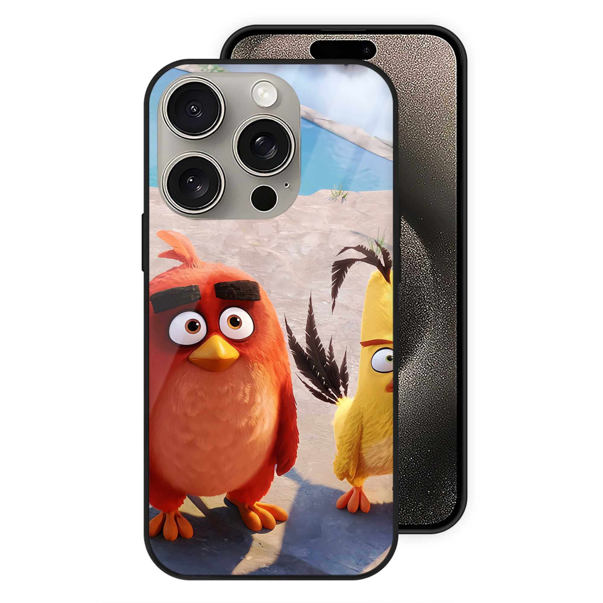 （画像用） Angry Birds アングリーバード 【iPhone15Pro対応】スマホケース 耐衝撃＆黄変防止 背面ガラス