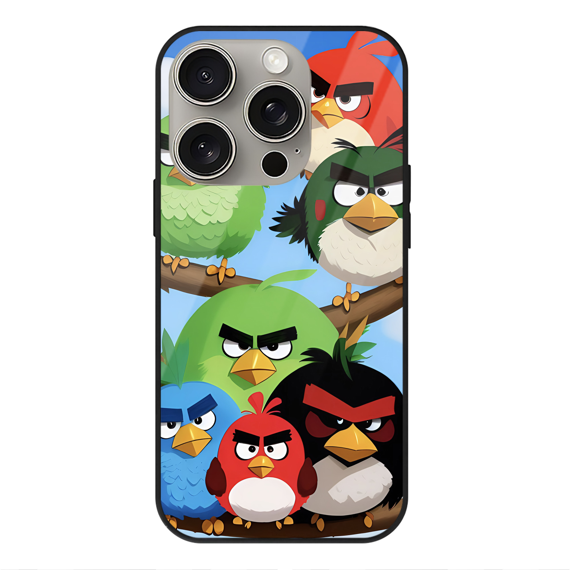 （画像用） Angry Birds アングリーバード 【iPhone15Pro対応】スマホケース 耐衝撃＆黄変防止 背面ガラス