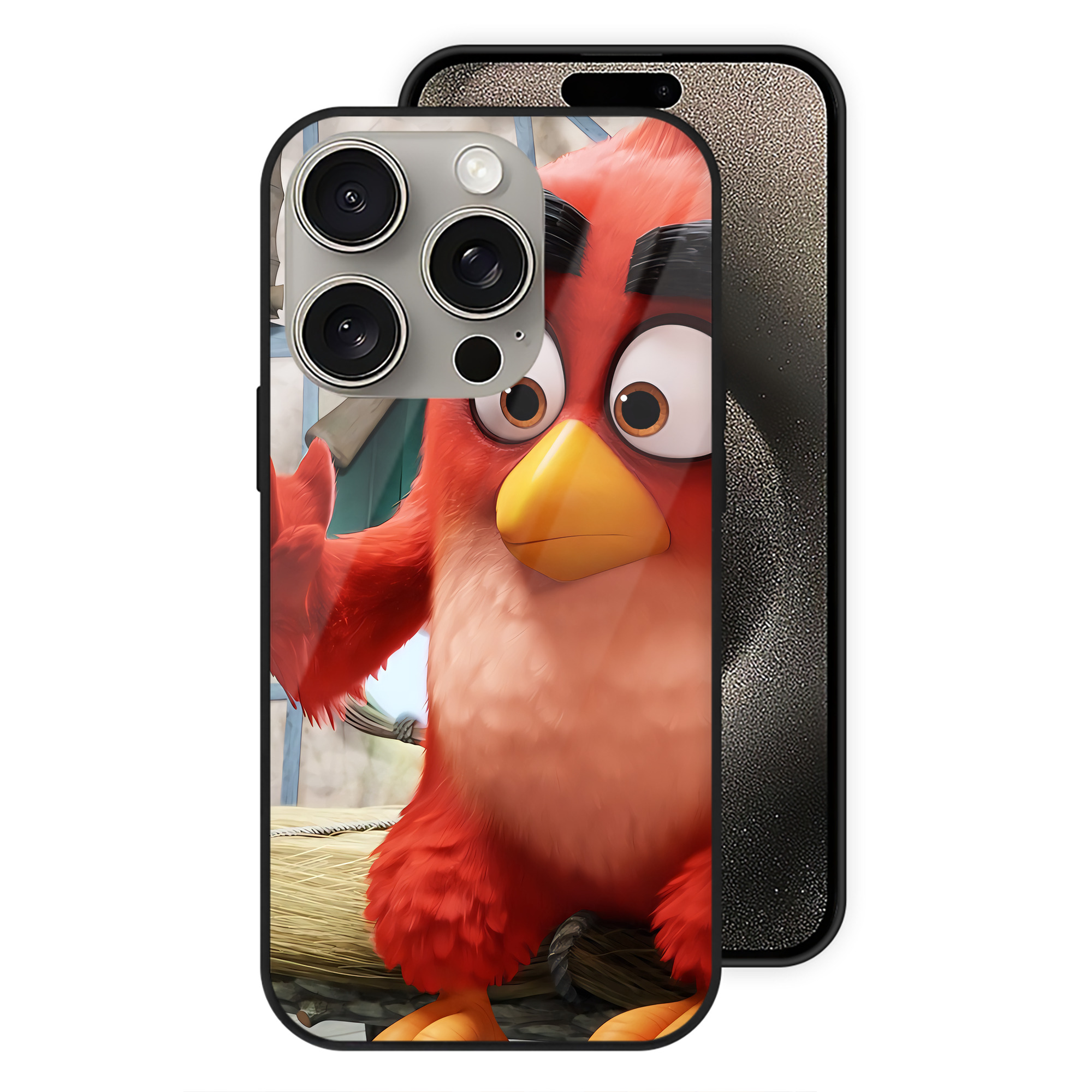 （画像用） Angry Birds アングリーバード 【iPhone15Pro対応】スマホケース 耐衝撃＆黄変防止 背面ガラス