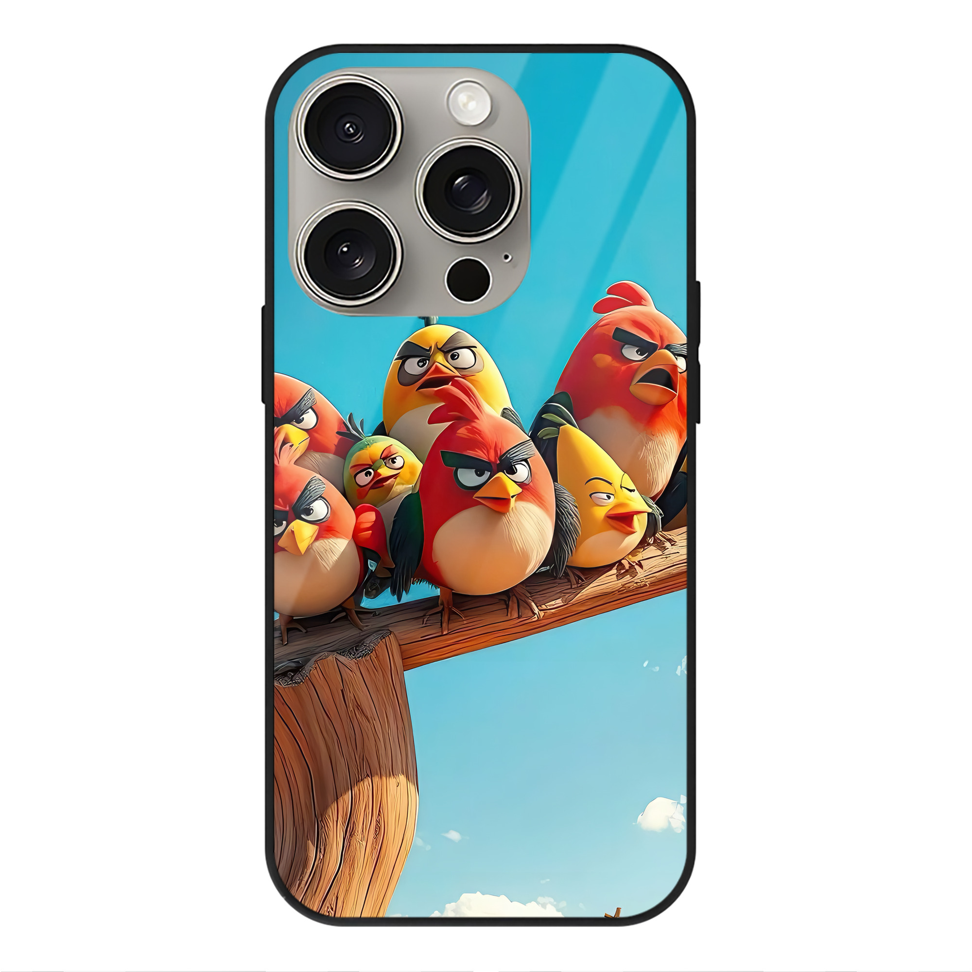 （画像用） Angry Birds アングリーバード 【iPhone15Pro対応】スマホケース 耐衝撃＆黄変防止 背面ガラス