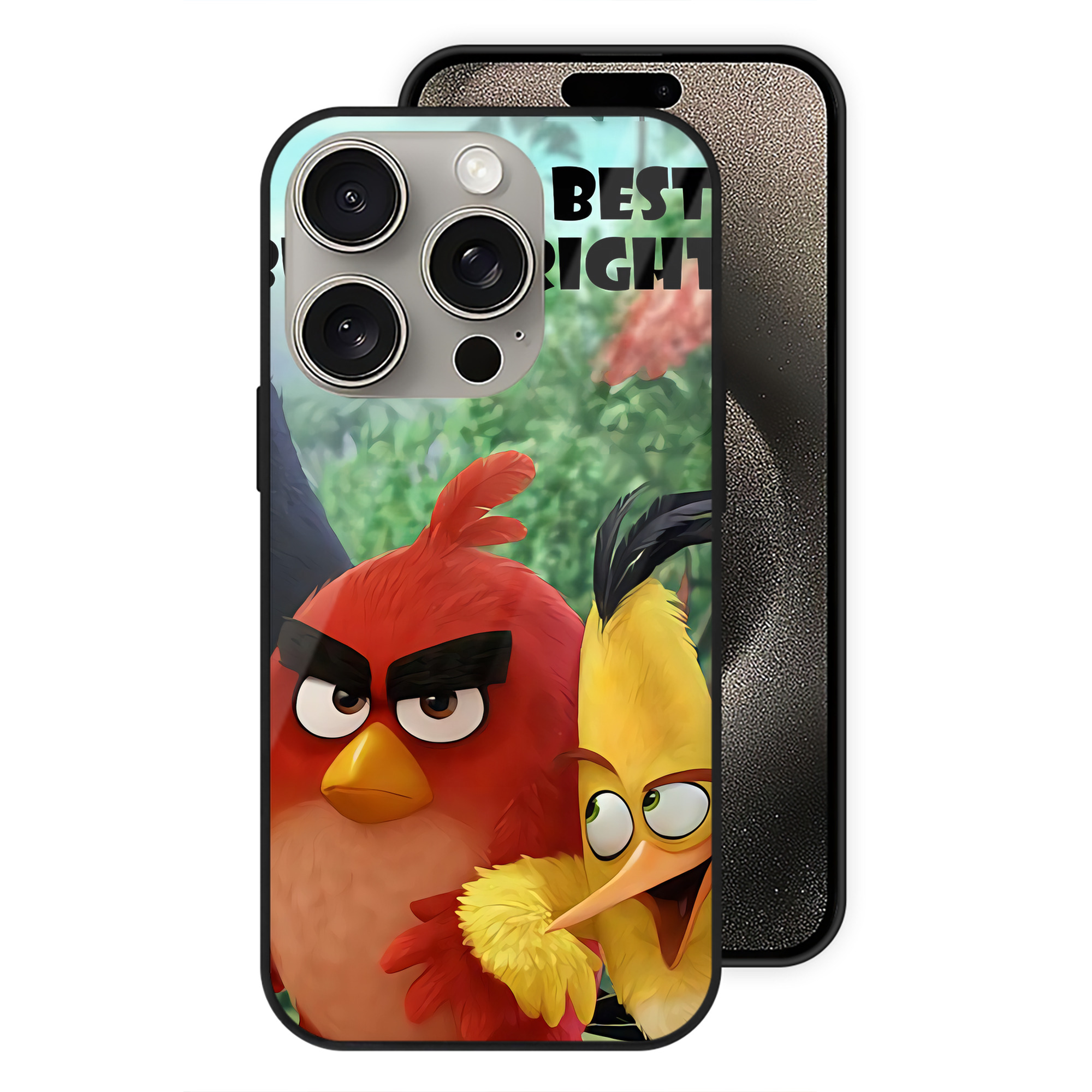 （画像用） Angry Birds アングリーバード 【iPhone15Pro対応】スマホケース 耐衝撃＆黄変防止 背面ガラス