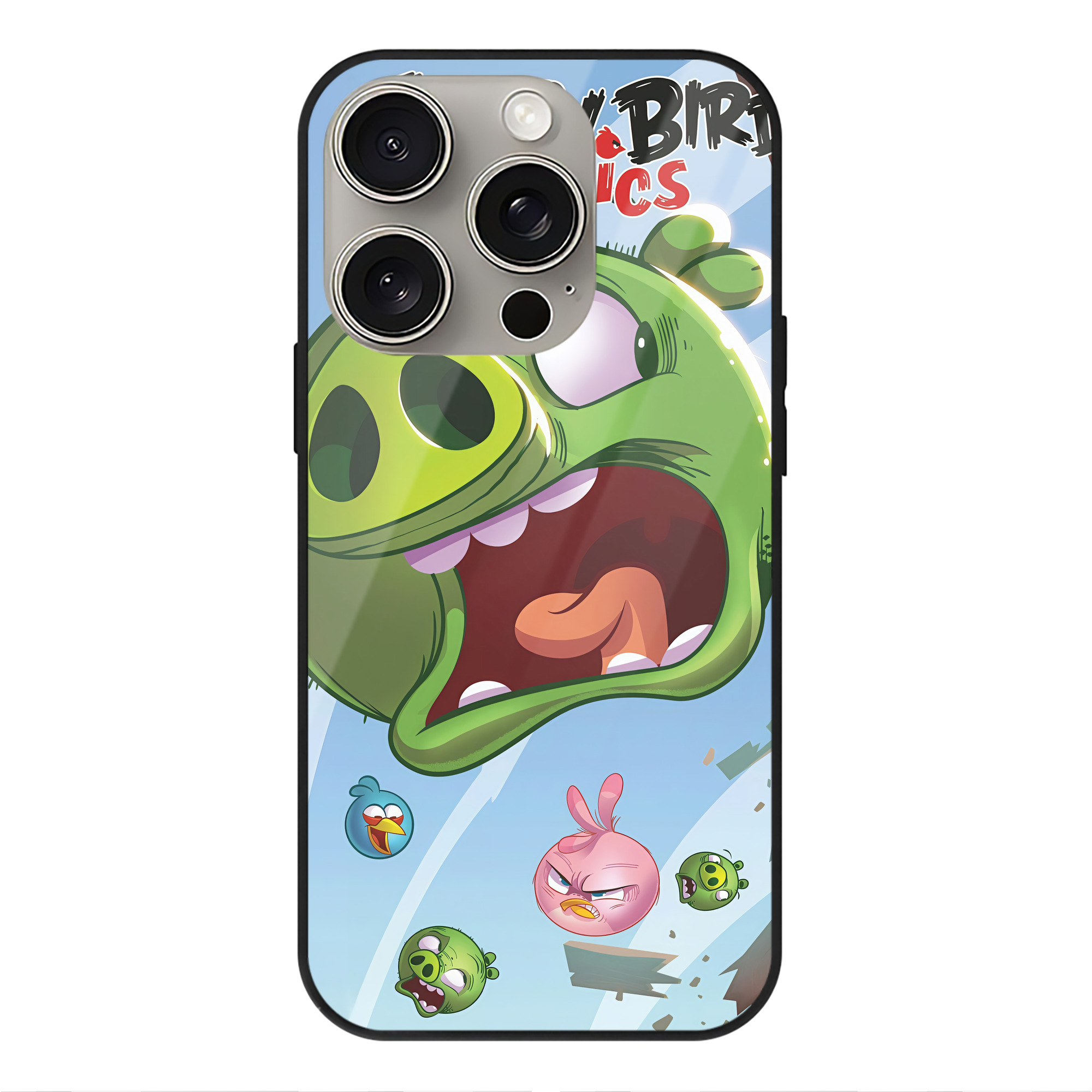（画像用） Angry Birds アングリーバード 【iPhone15Pro対応】スマホケース 耐衝撃＆黄変防止 背面ガラス