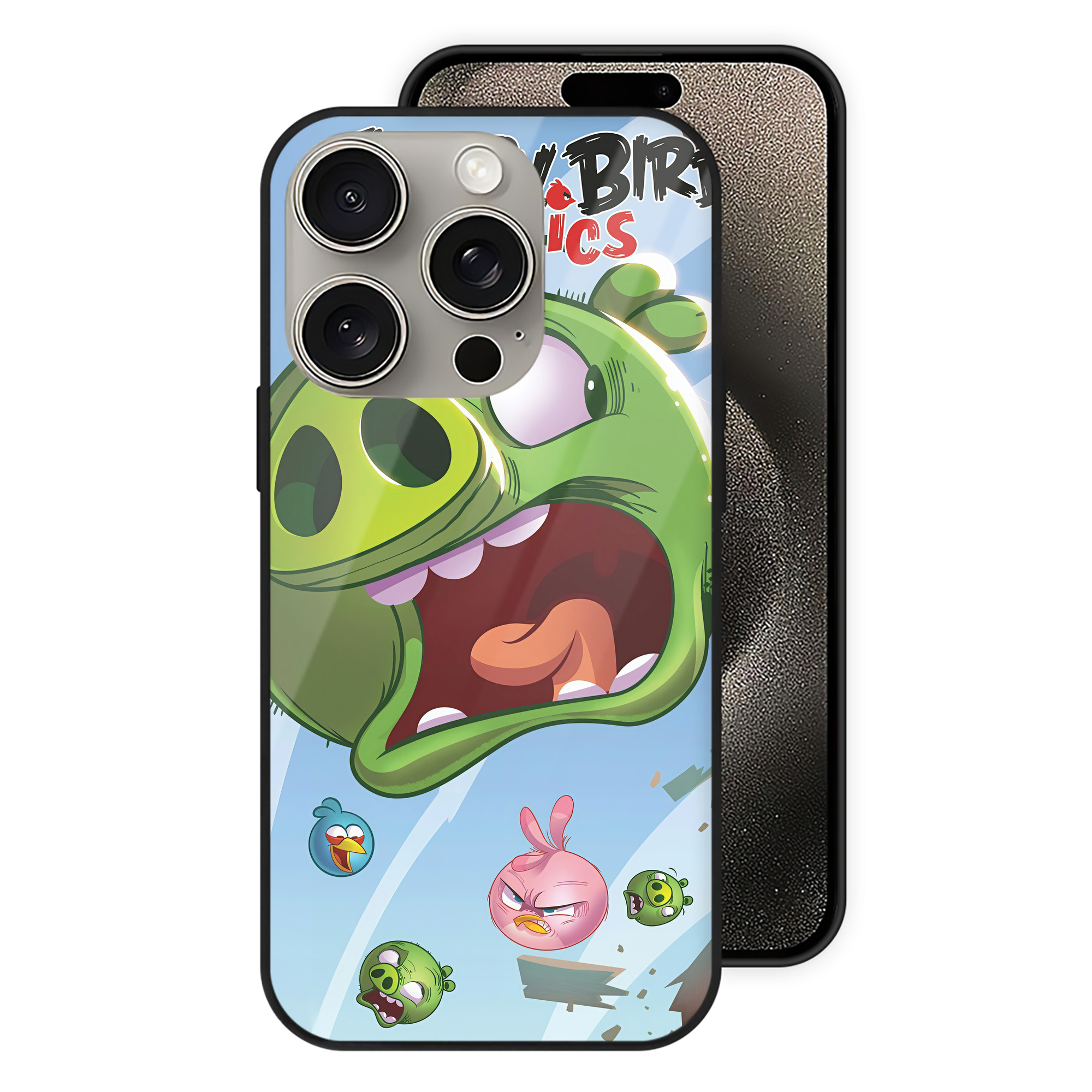 （画像用） Angry Birds アングリーバード 【iPhone15Pro対応】スマホケース 耐衝撃＆黄変防止 背面ガラス