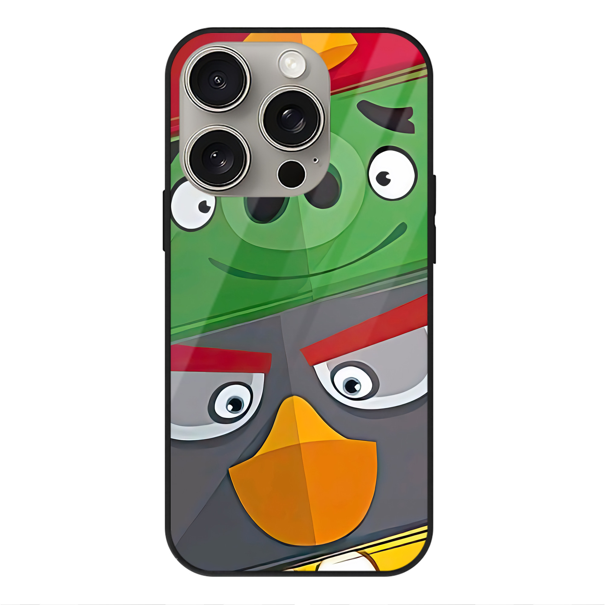 （画像用） Angry Birds アングリーバード 【iPhone15Pro対応】スマホケース 耐衝撃＆黄変防止 背面ガラス