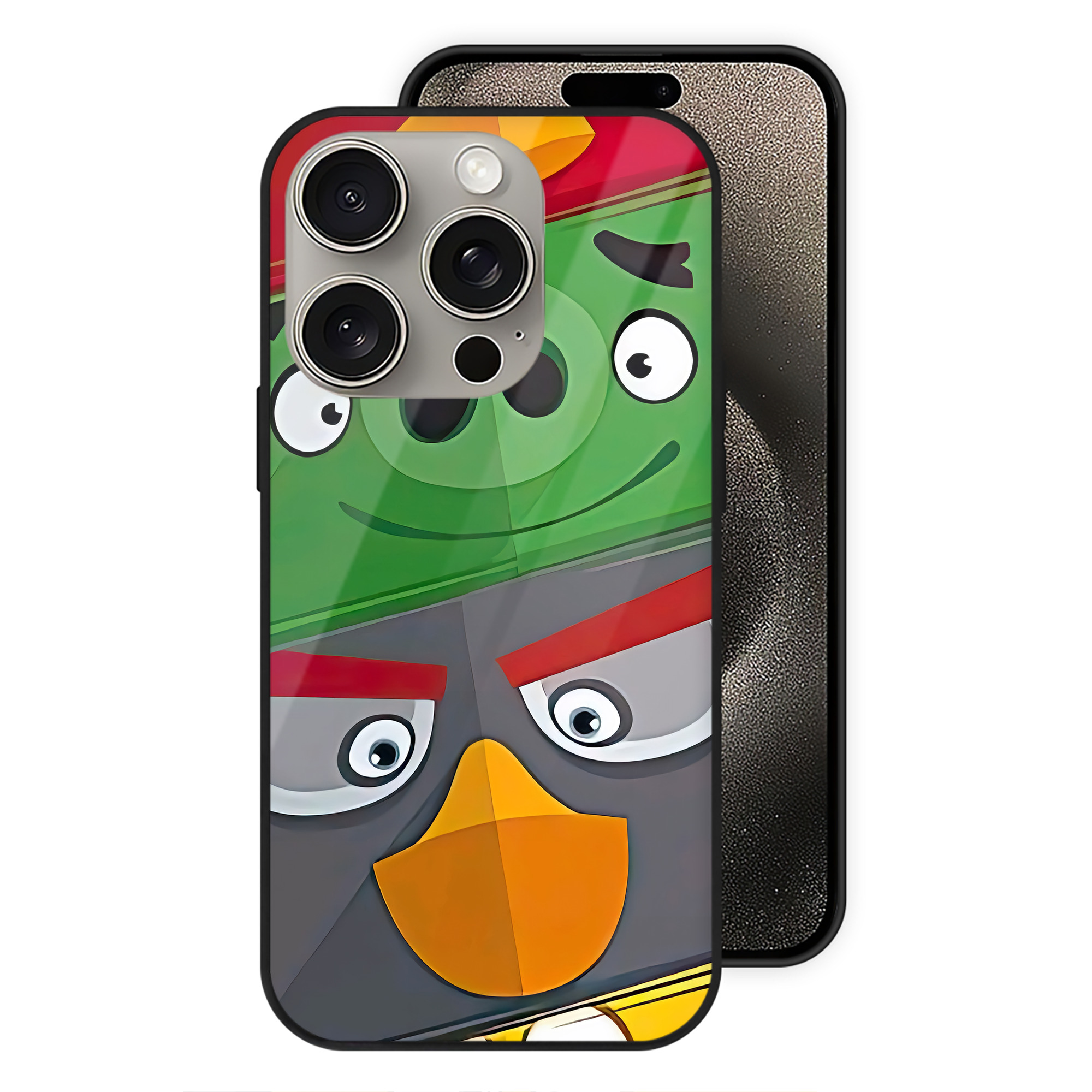 （画像用） Angry Birds アングリーバード 【iPhone15Pro対応】スマホケース 耐衝撃＆黄変防止 背面ガラス