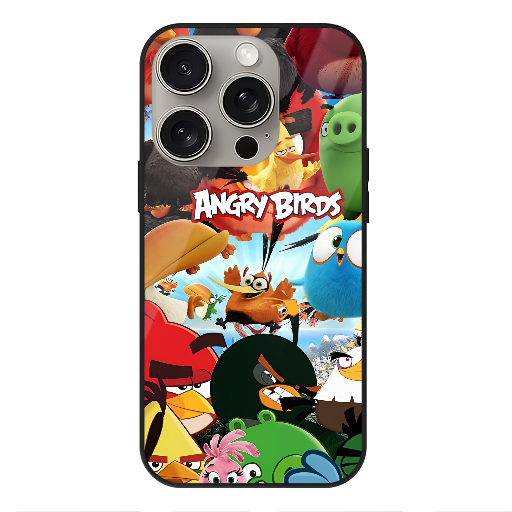 （画像用） Angry Birds アングリーバード 【iPhone15Pro対応】スマホケース 耐衝撃＆黄変防止 背面ガラス