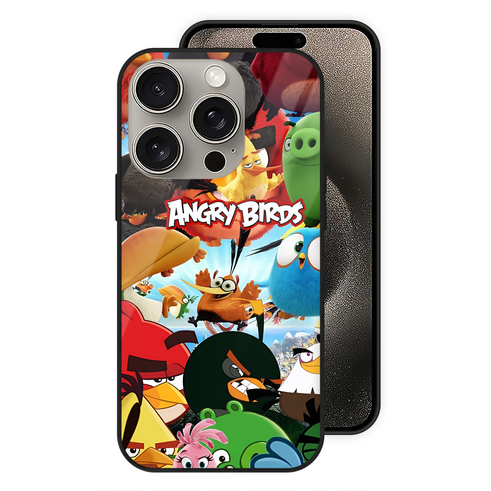 （画像用） Angry Birds アングリーバード 【iPhone15Pro対応】スマホケース 耐衝撃＆黄変防止 背面ガラス