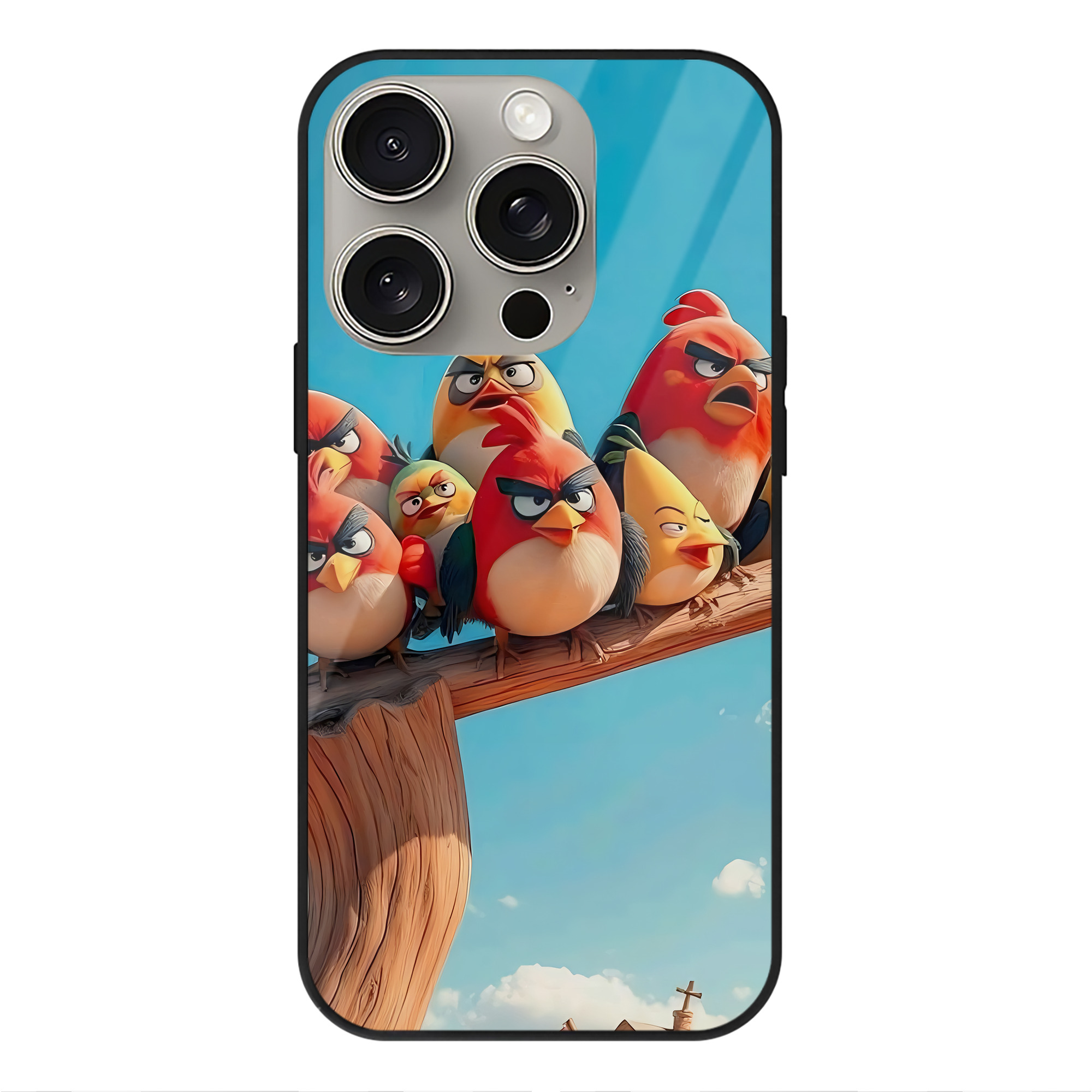 （画像用） Angry Birds アングリーバード 【iPhone15Pro対応】スマホケース 耐衝撃＆黄変防止 背面ガラス