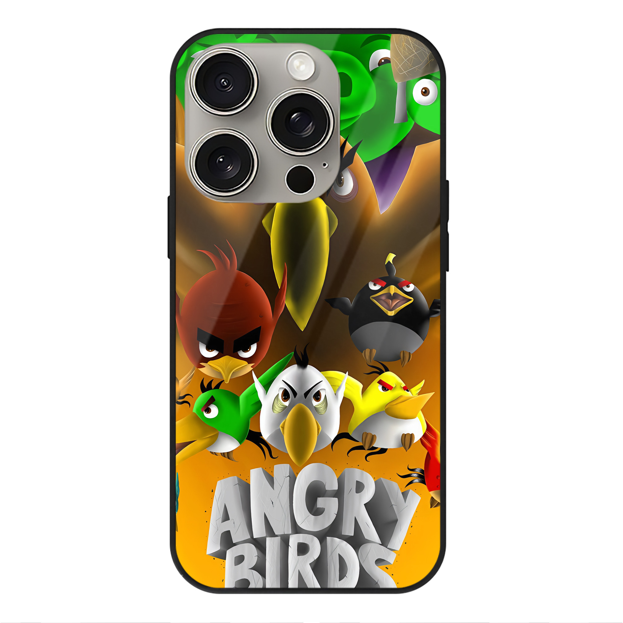（画像用） Angry Birds アングリーバード 【iPhone15Pro対応】スマホケース 耐衝撃＆黄変防止 背面ガラス