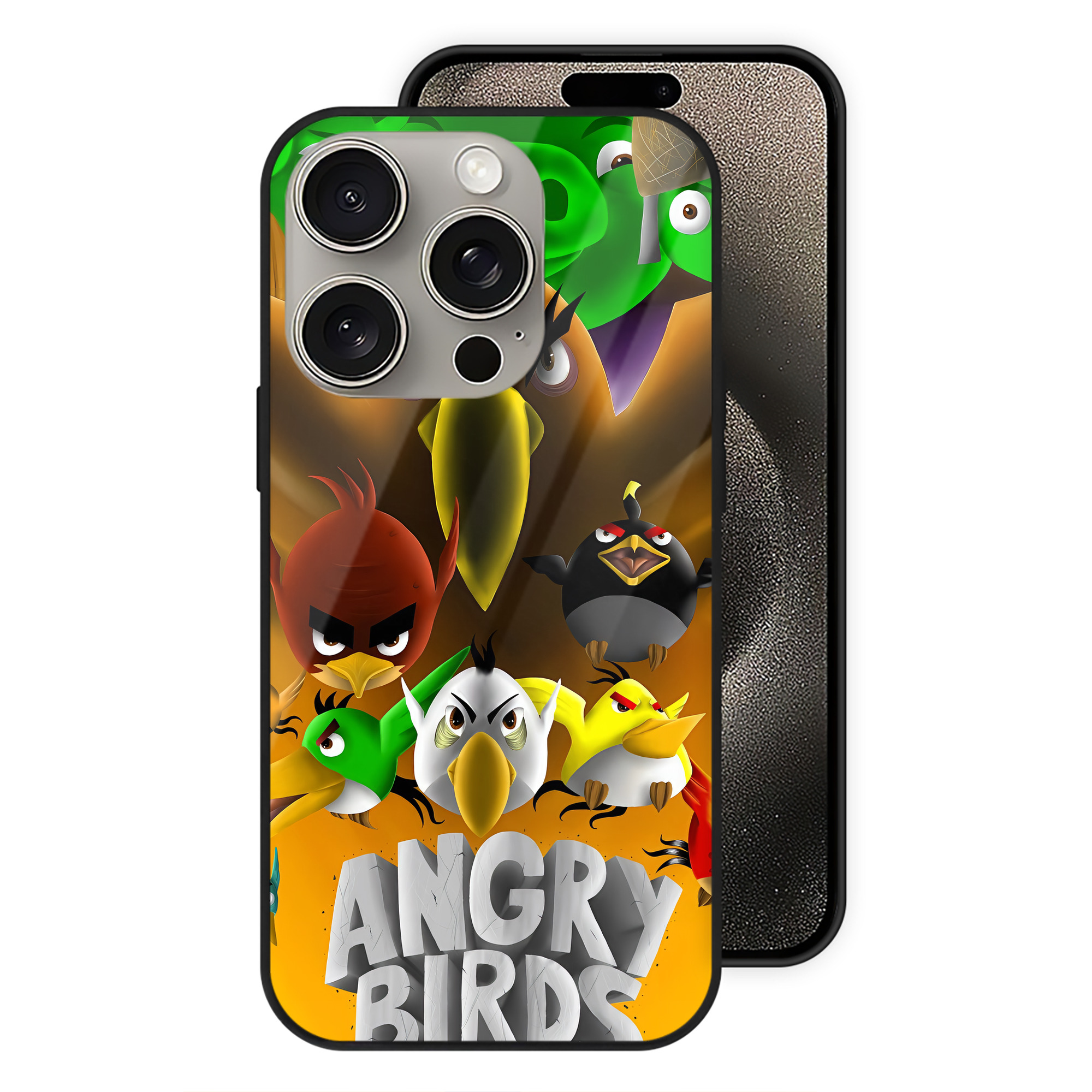 （画像用） Angry Birds アングリーバード 【iPhone15Pro対応】スマホケース 耐衝撃＆黄変防止 背面ガラス