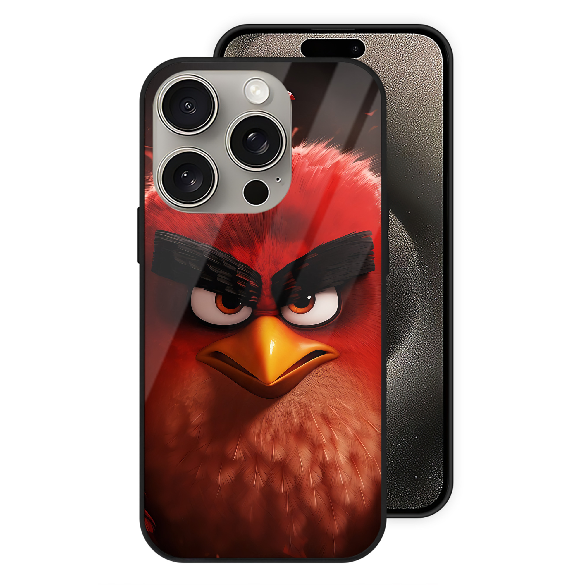 （画像用） Angry Birds アングリーバード 【iPhone15Pro対応】スマホケース 耐衝撃＆黄変防止 背面ガラス